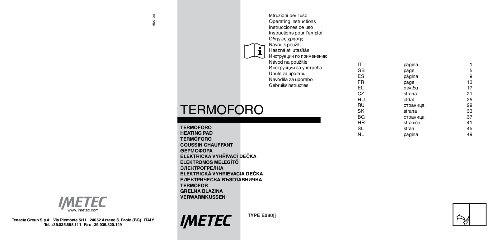 Imetec E0806, E0809 Operating Instructions Manual