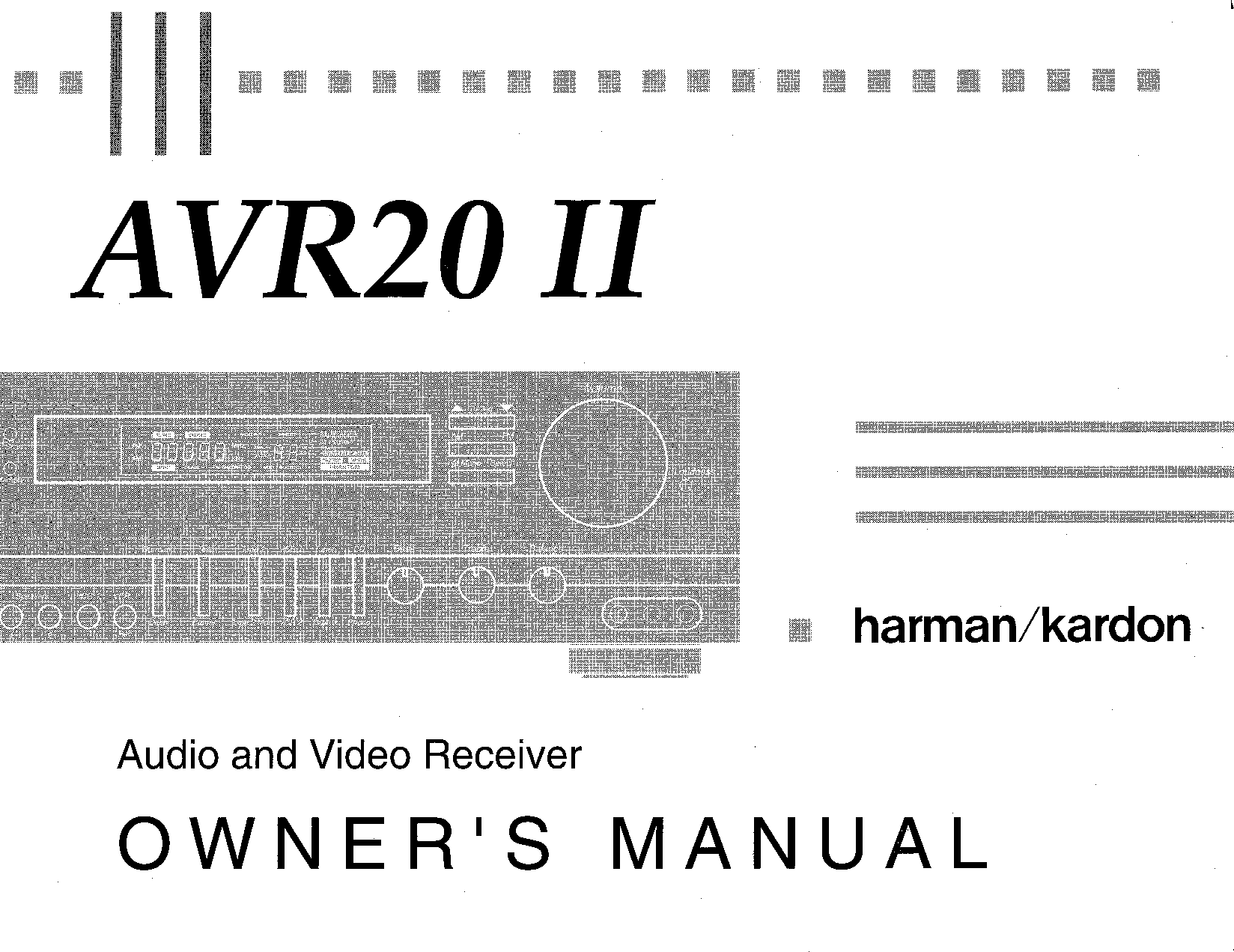 Harman-Kardon AVR20II User Manual