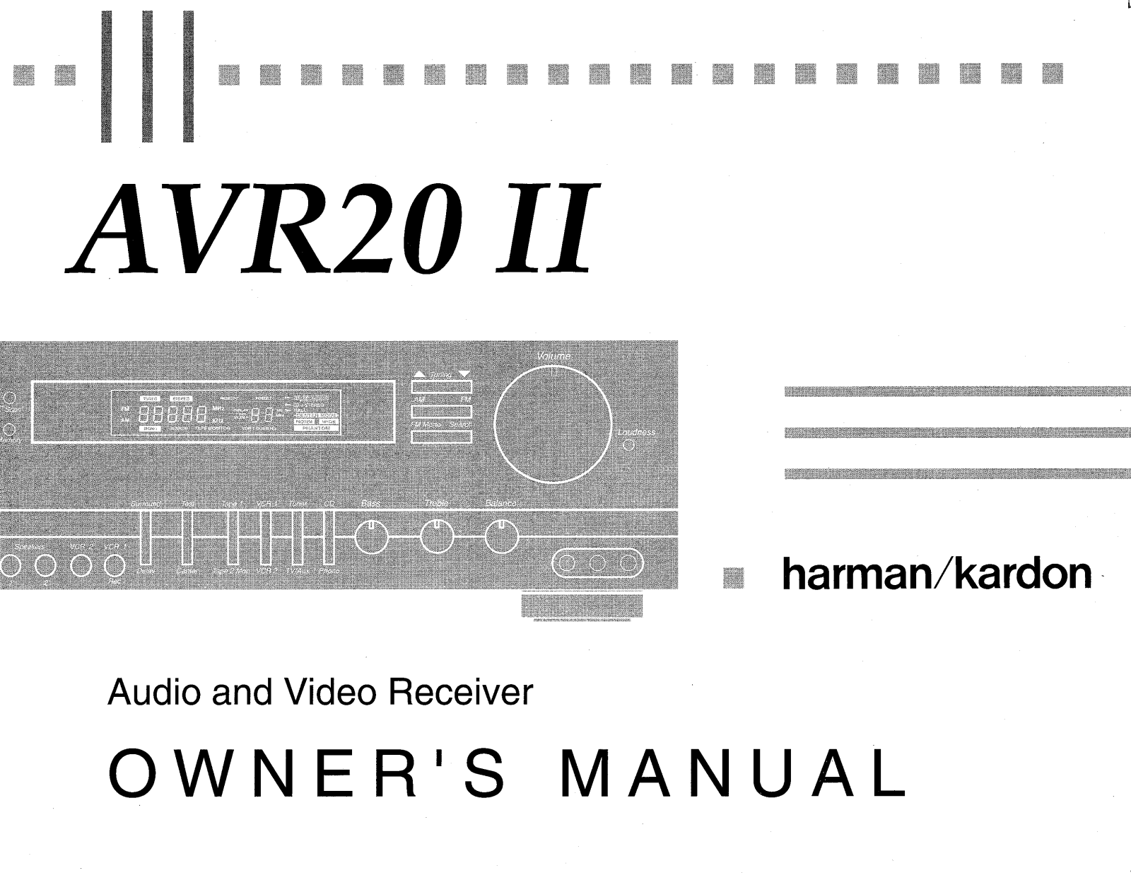 Harman-Kardon AVR20II User Manual