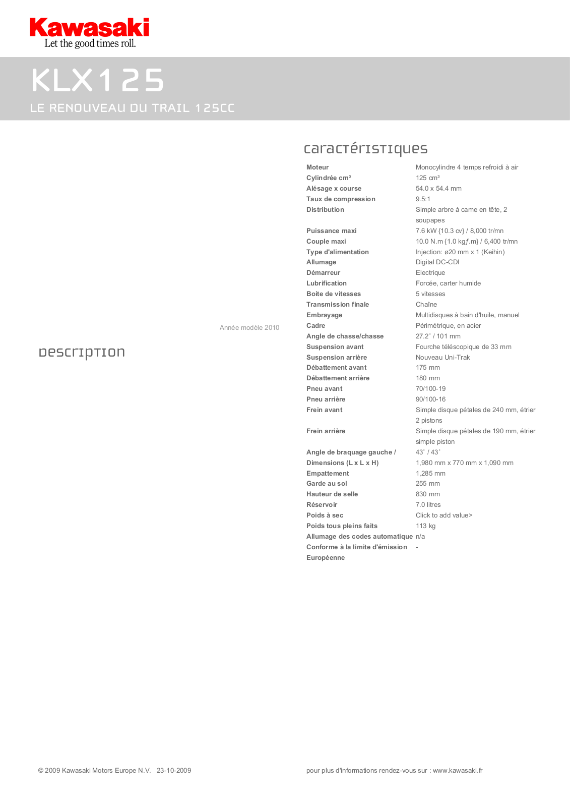 KAWASAKI KLX125 User Manual