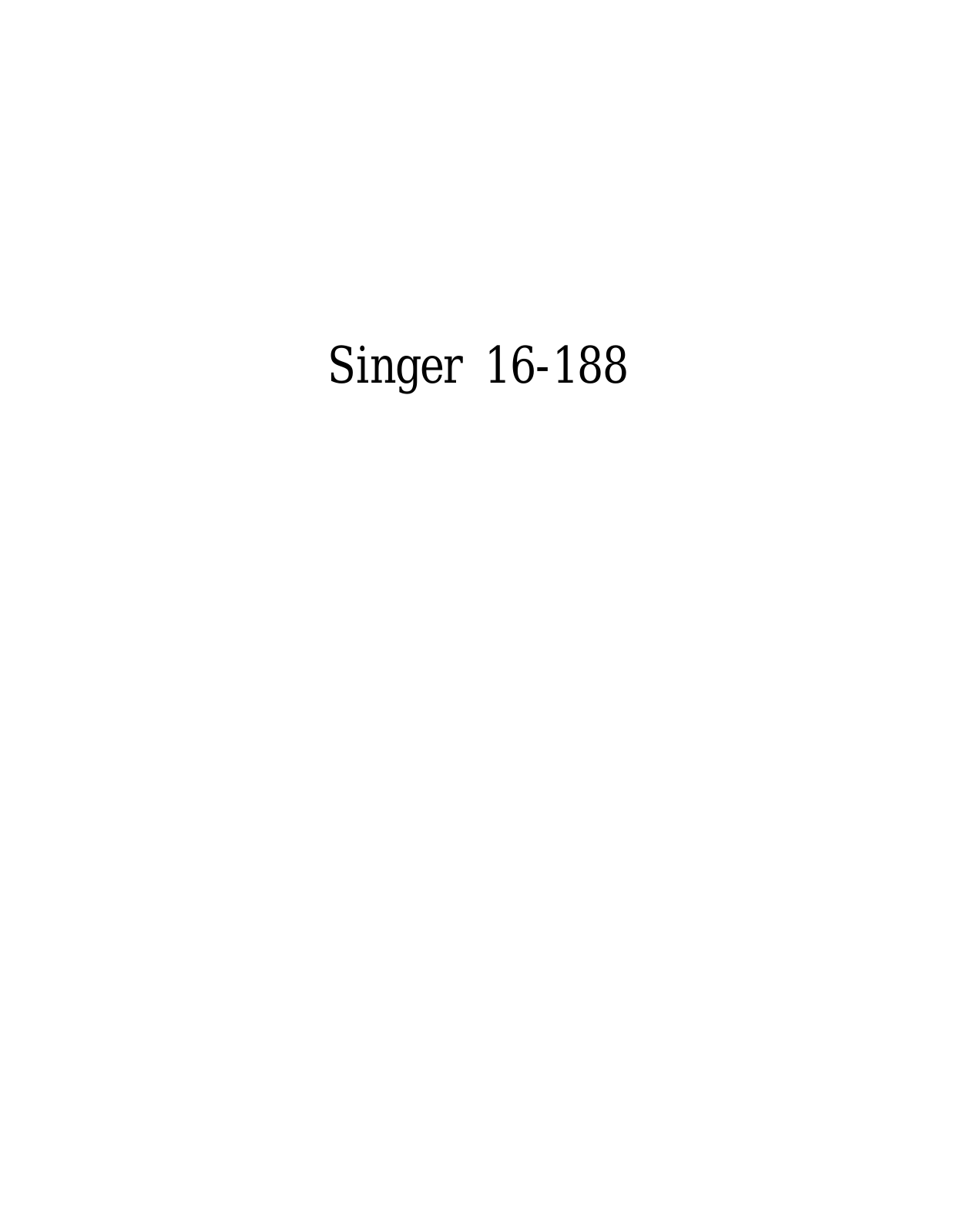 Singer 16-188 User Manual