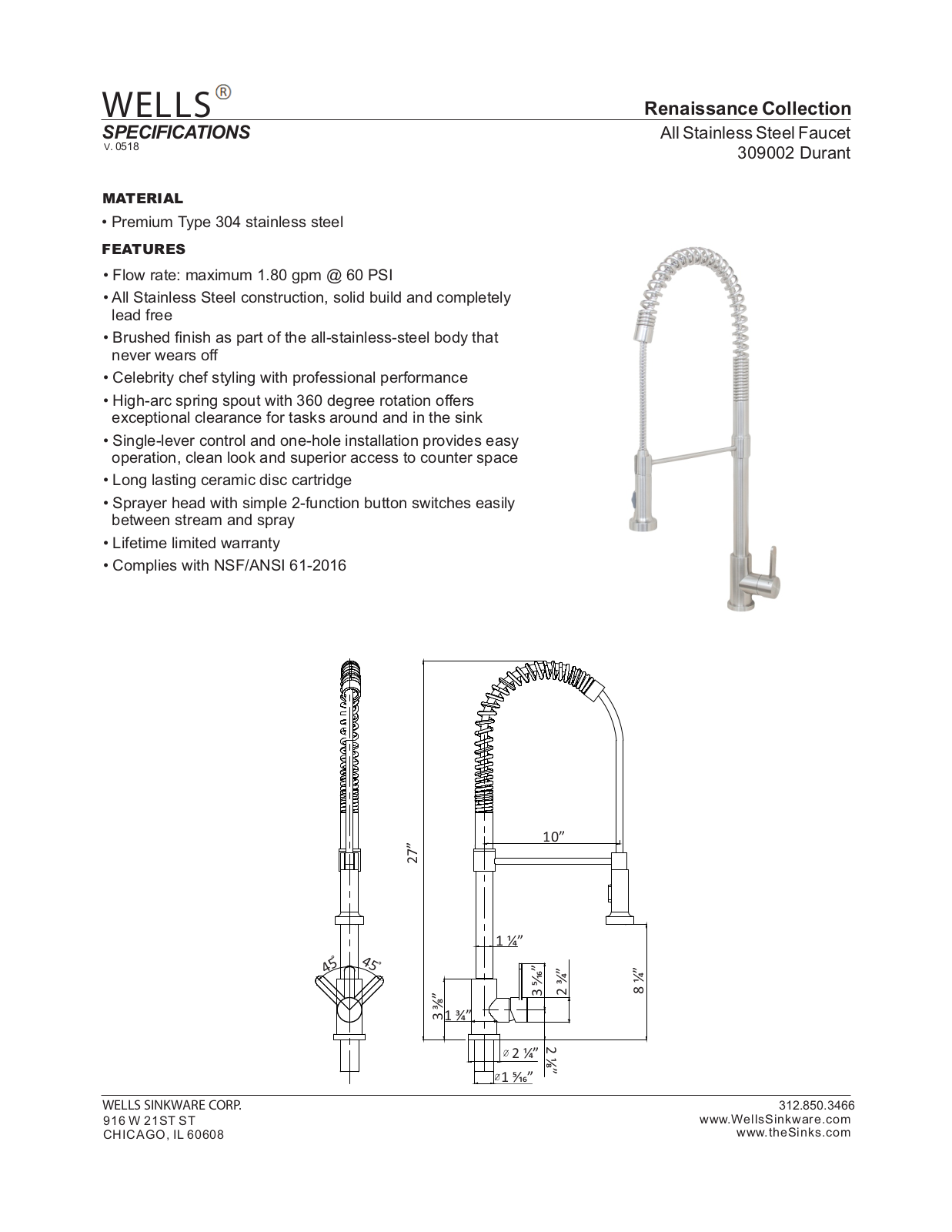 Wells Sinkware WLSW1220 Specifications - ManualMachine.com