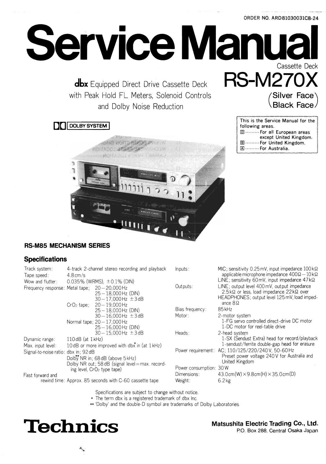 Technics RS-M-270-X Service Manual