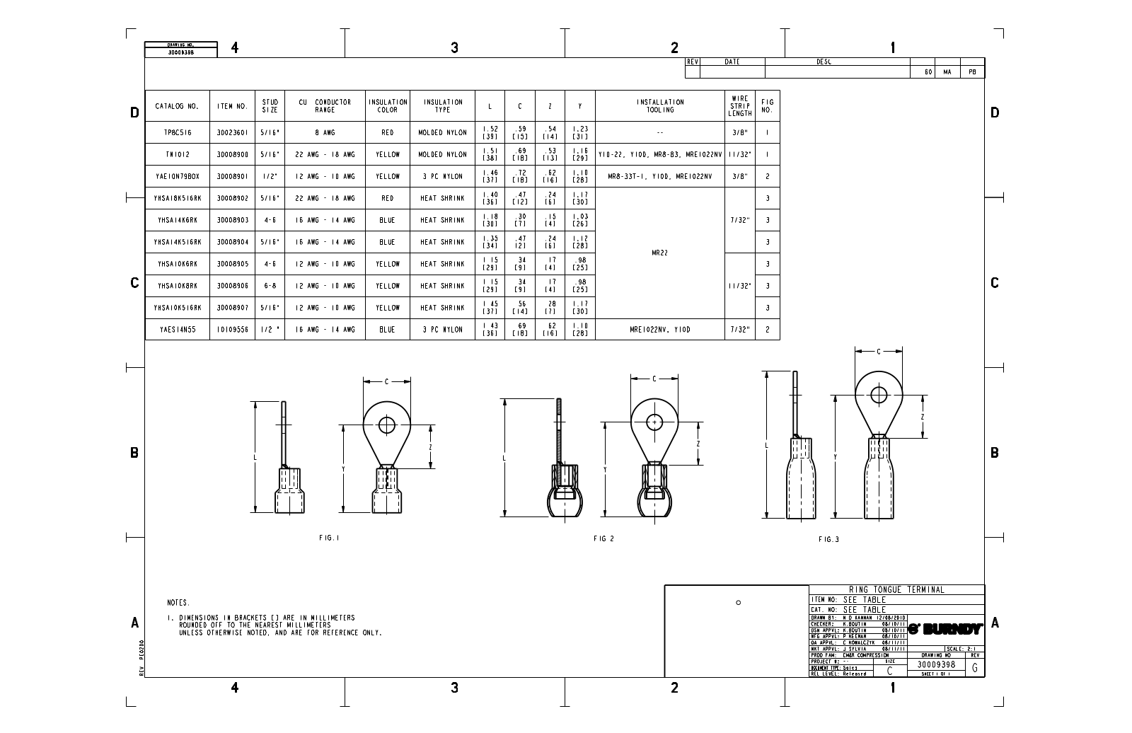 Burndy TN1012, YAE10N79BOX, YHSA18K516RK, YHSA14K6RK, YHSA14K516RK dimensions