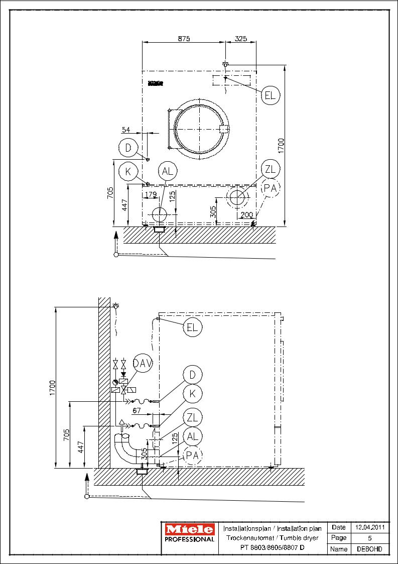 Miele PT 8803 D, PT 8805 D, PT 8807 D Installation form