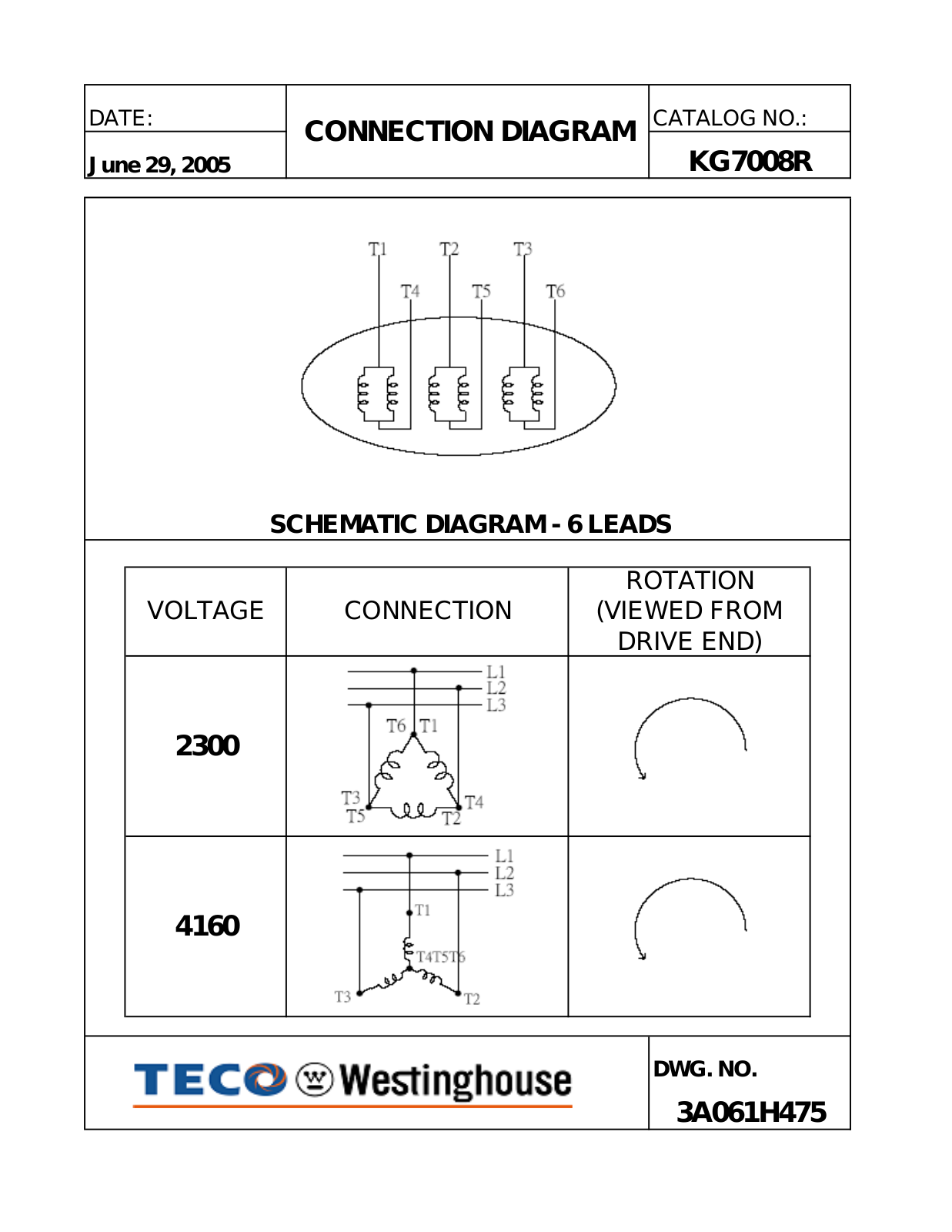 Teco KG7008R Connection Diagram