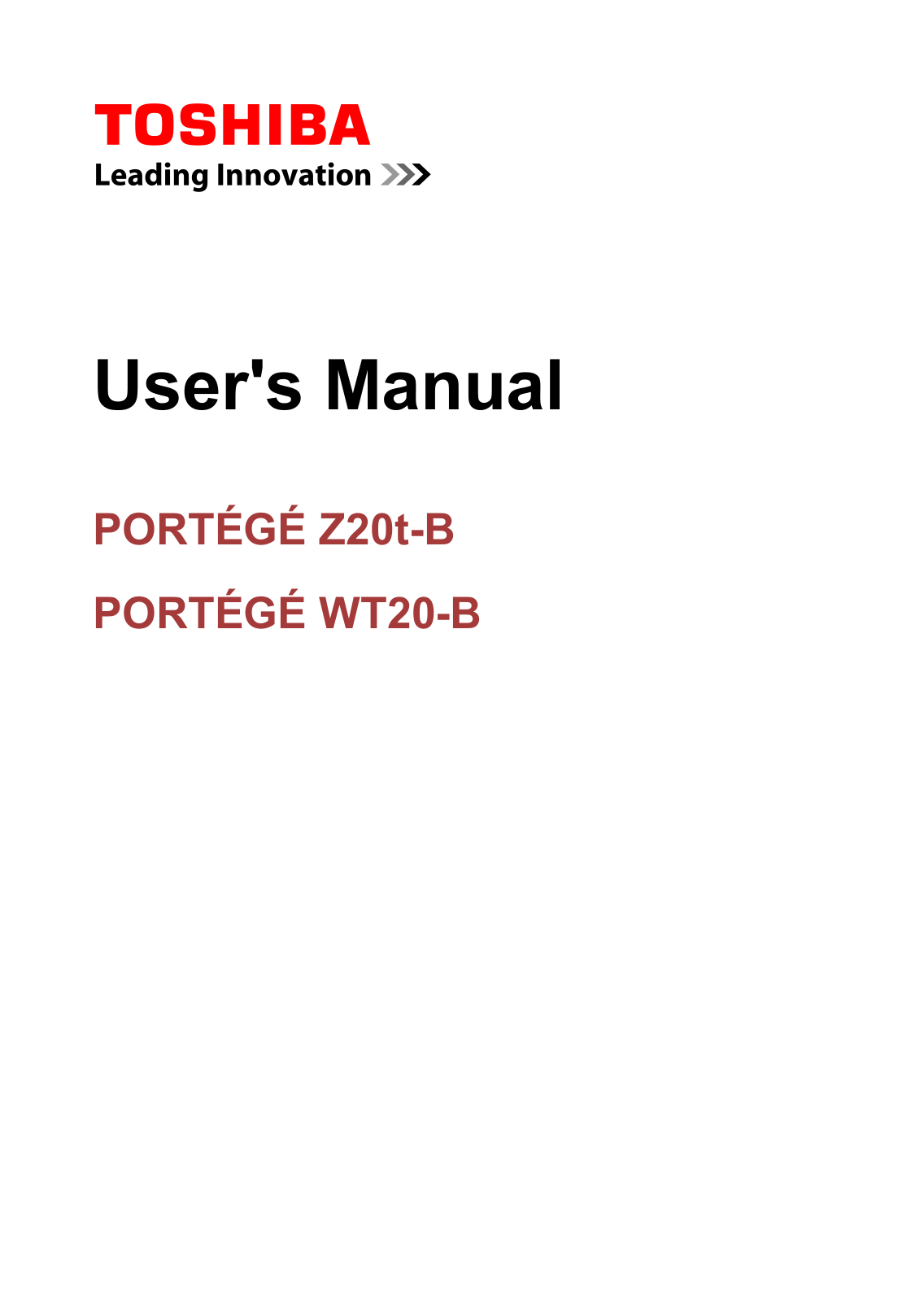 Toshiba Z20t-B User's Manual