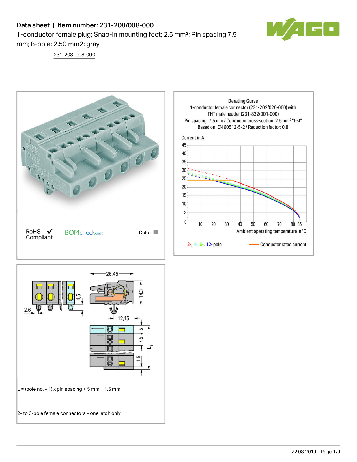 Wago 231-208/008-000 Data Sheet