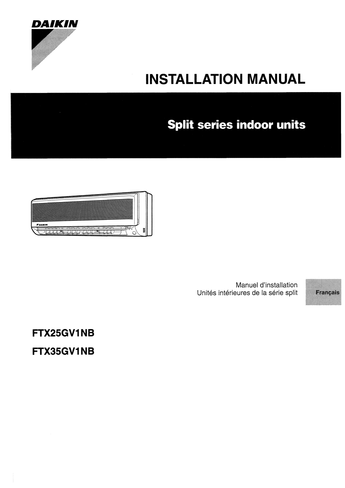 Daikin FTX25GV1NB, FTX35GV1NB Installation manuals