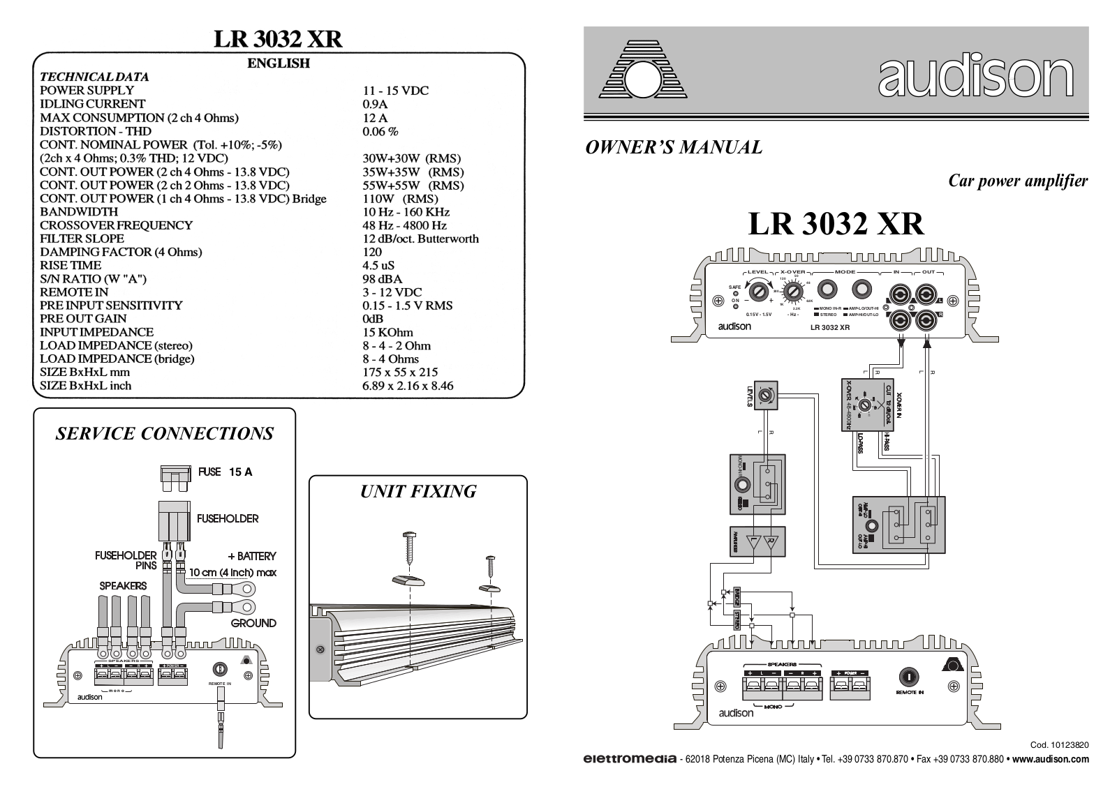 Audison LR 3032XR Owner's Manual