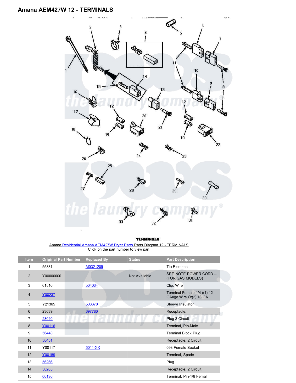 Amana AEM427W Parts Diagram