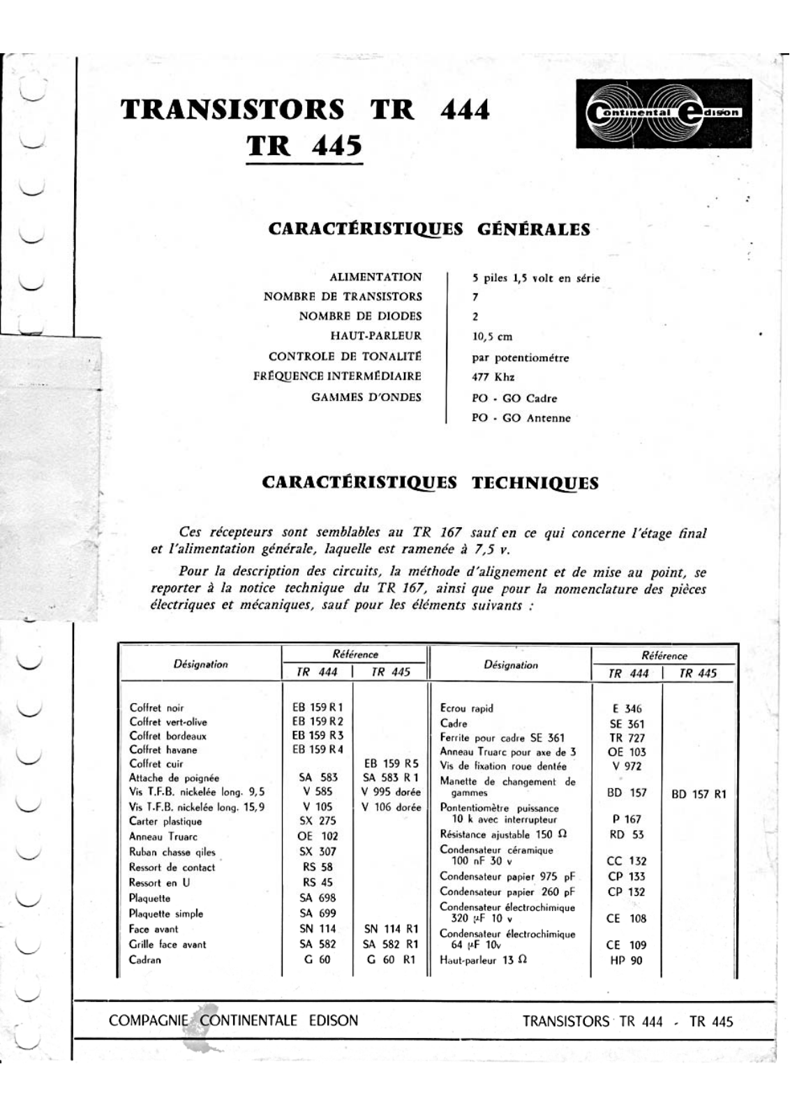 Continental Edison TR-444 Schematic