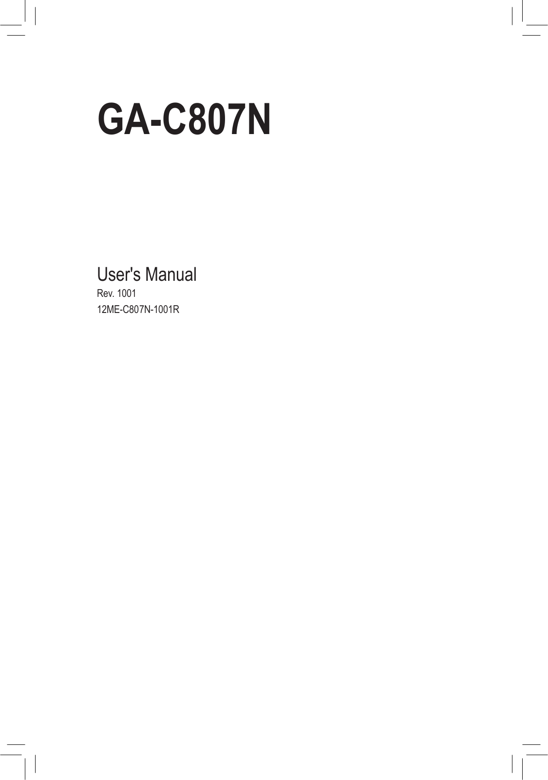 Gigabyte GA-C807N User Manual