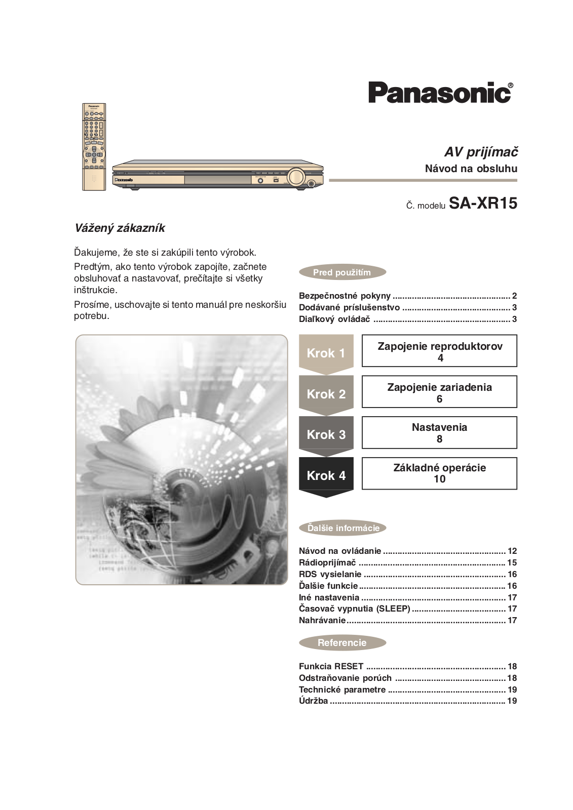 Panasonic SA-XR15 User Manual