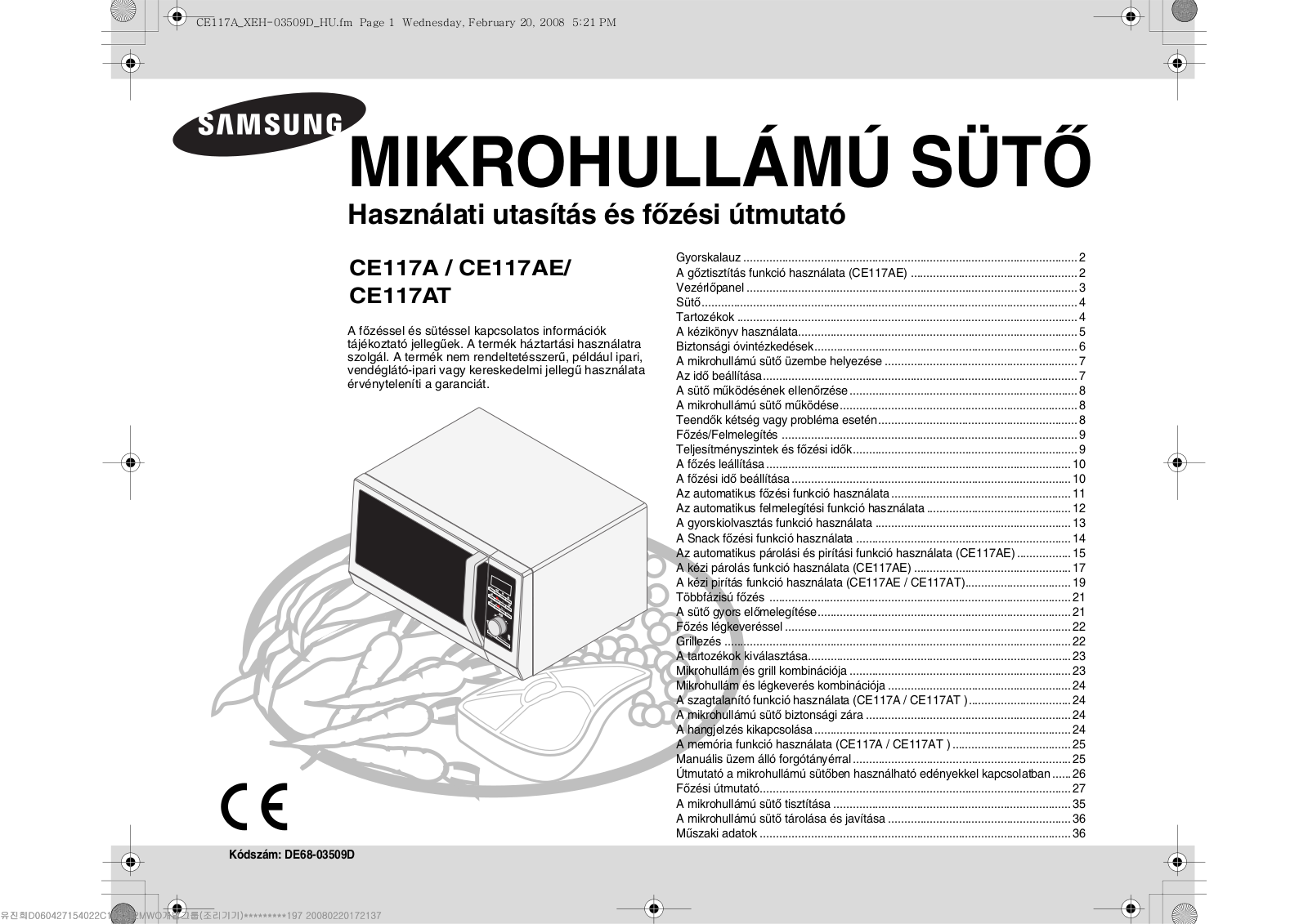 Samsung CE117A, CE117AE, CE117AT User Manual