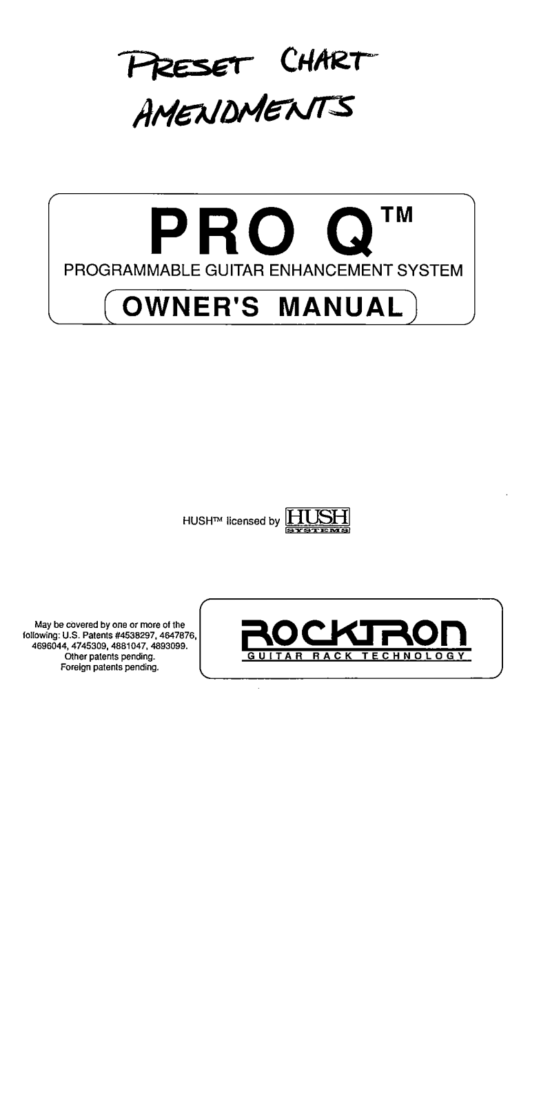 Rocktron PROQ User Manual