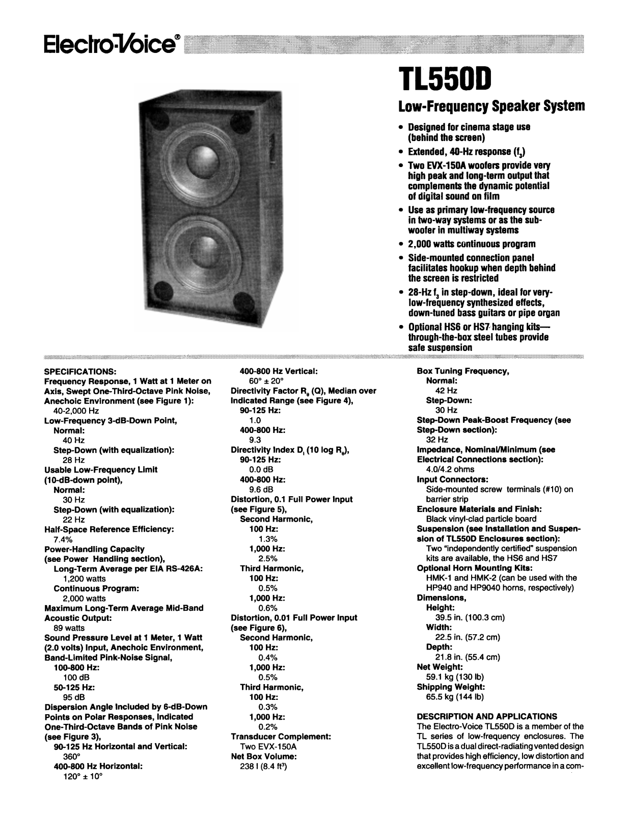 Electro-Voice TL550D User Manual