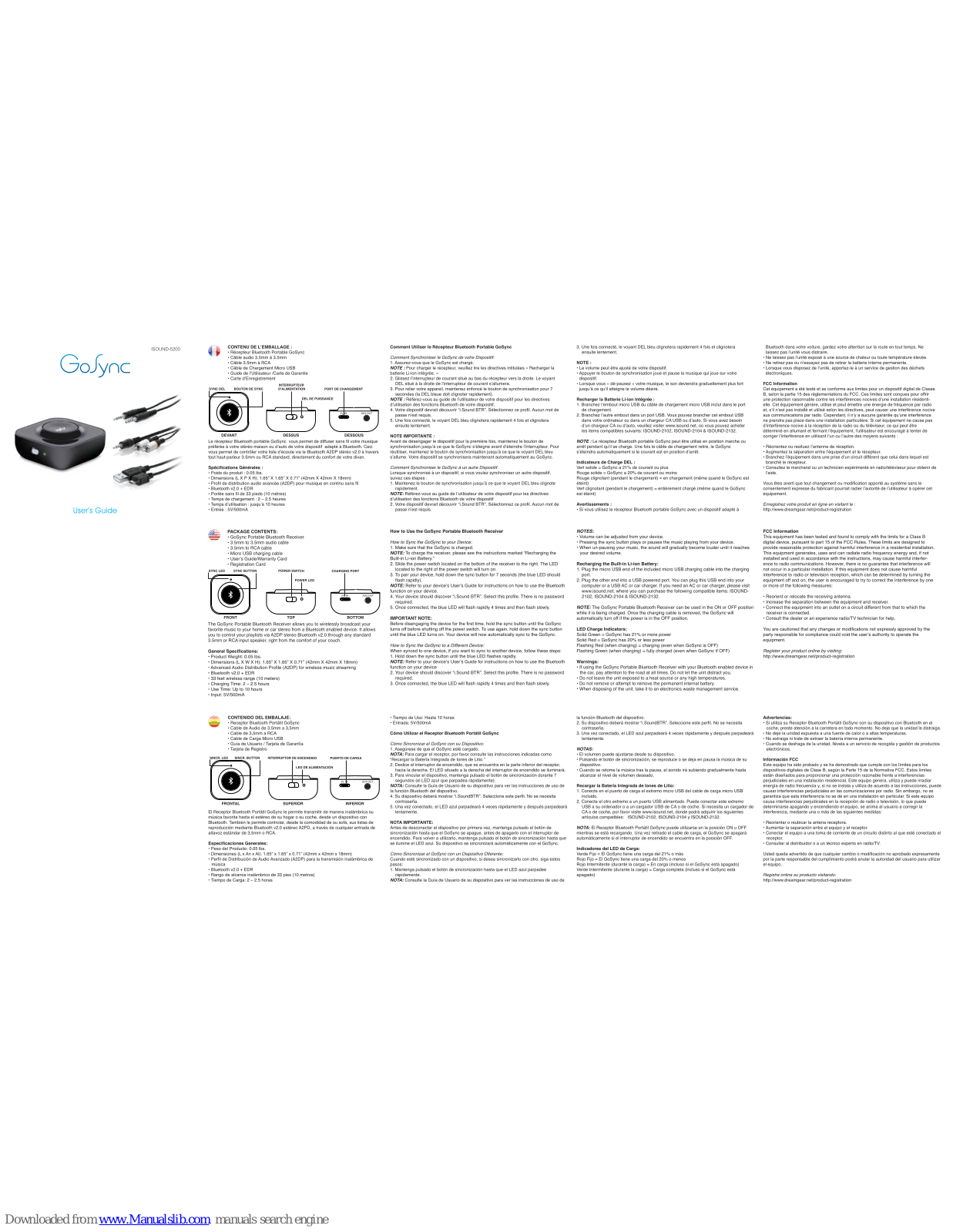 GoSync Portable Bluetooth Receiver User Manual