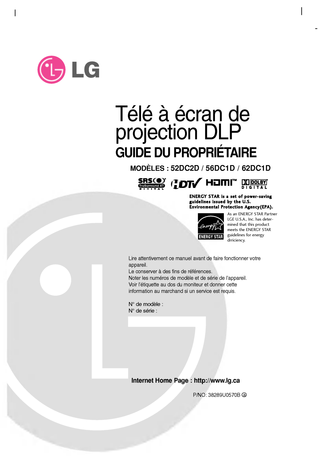 LG 52DC2D Owner’s Manual