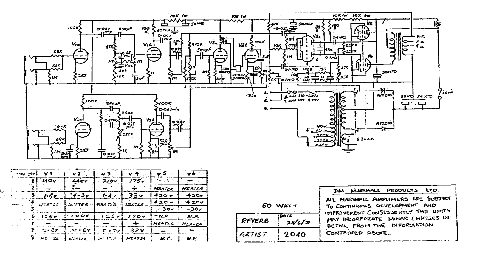 Marshall 2040 schematic