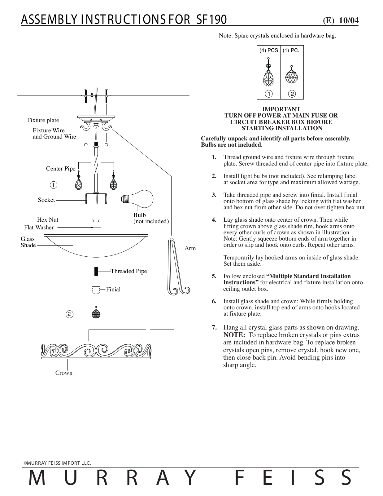 Feiss SF190 User Manual