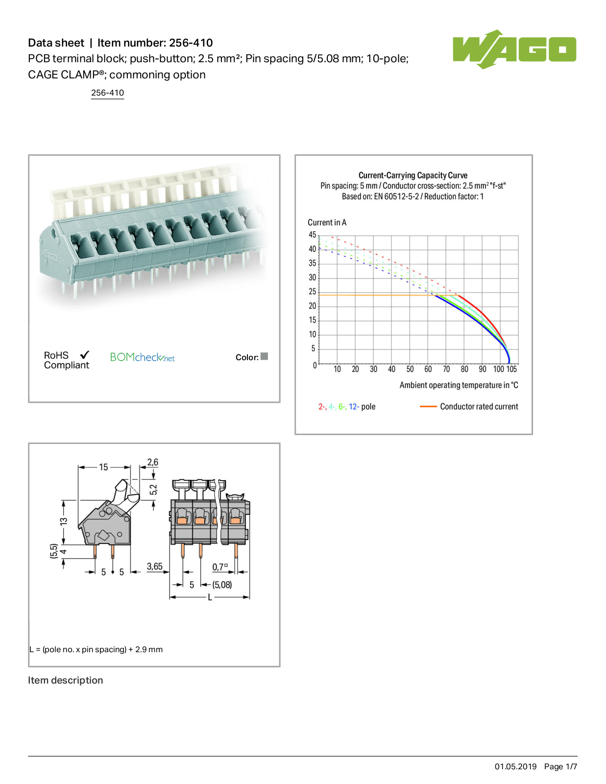 Wago 256-410 Data Sheet