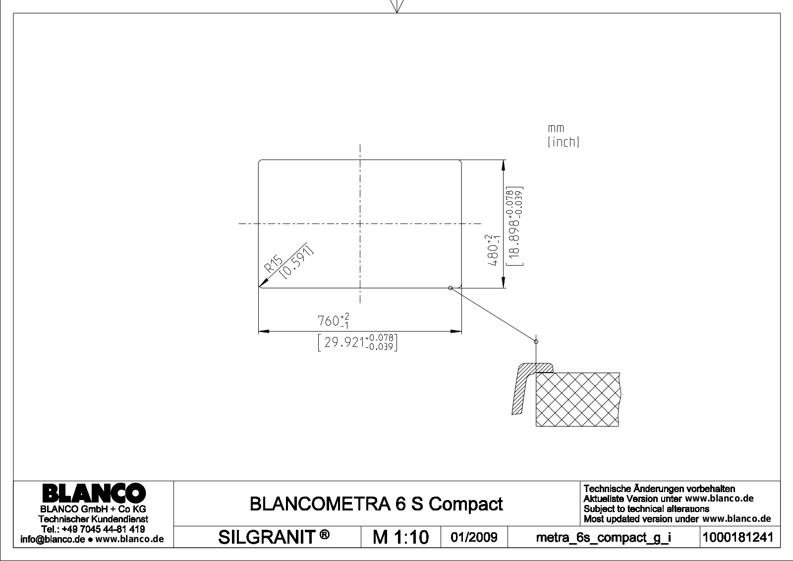 Blanco Metra 6 S Compact Technical drawing