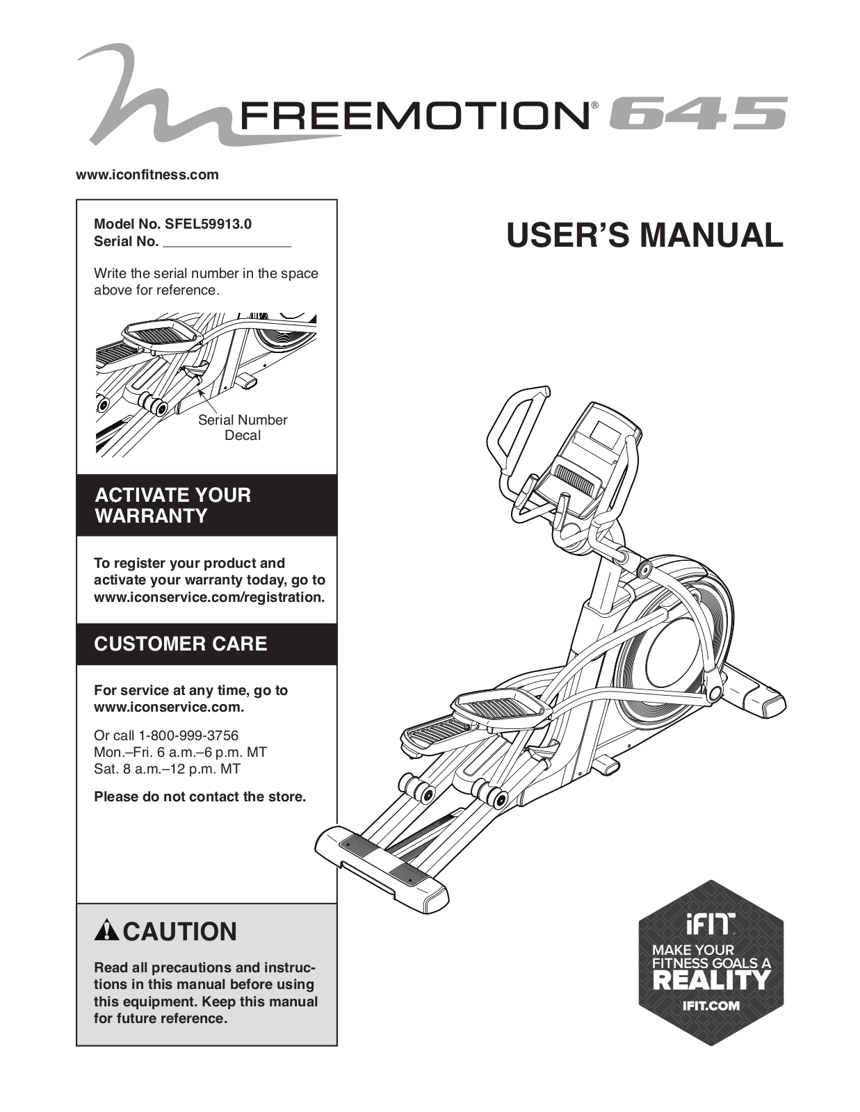 FreeMotion SFEL599130 Owner's Manual