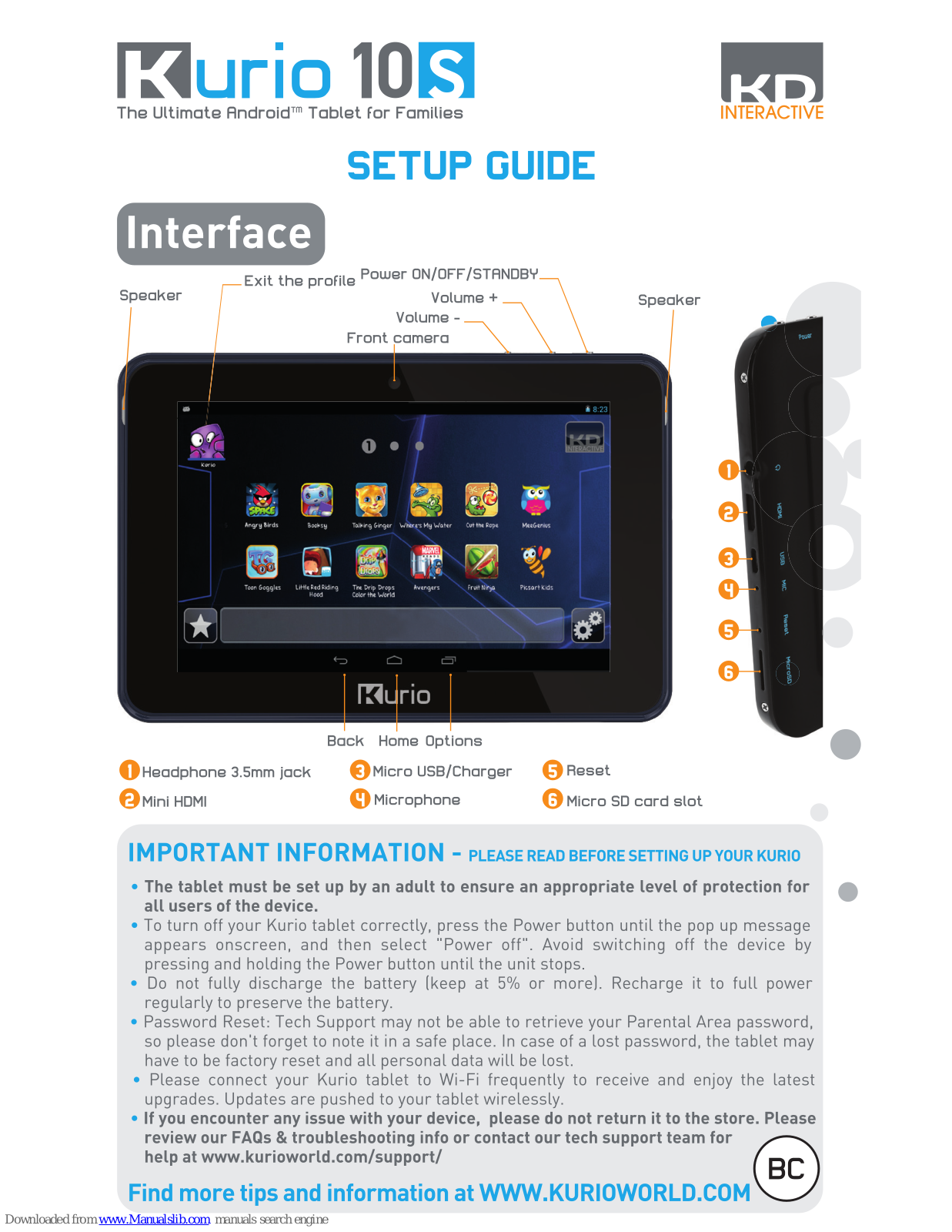 KD interactive Kurio 10S Setup Manual