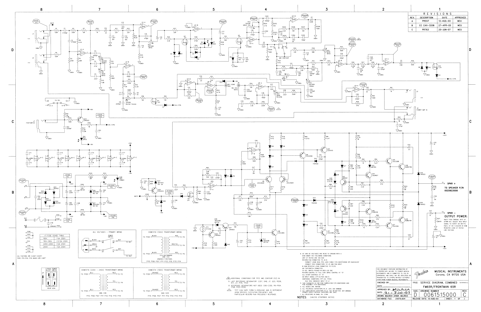 Fender FM-65R Schematic