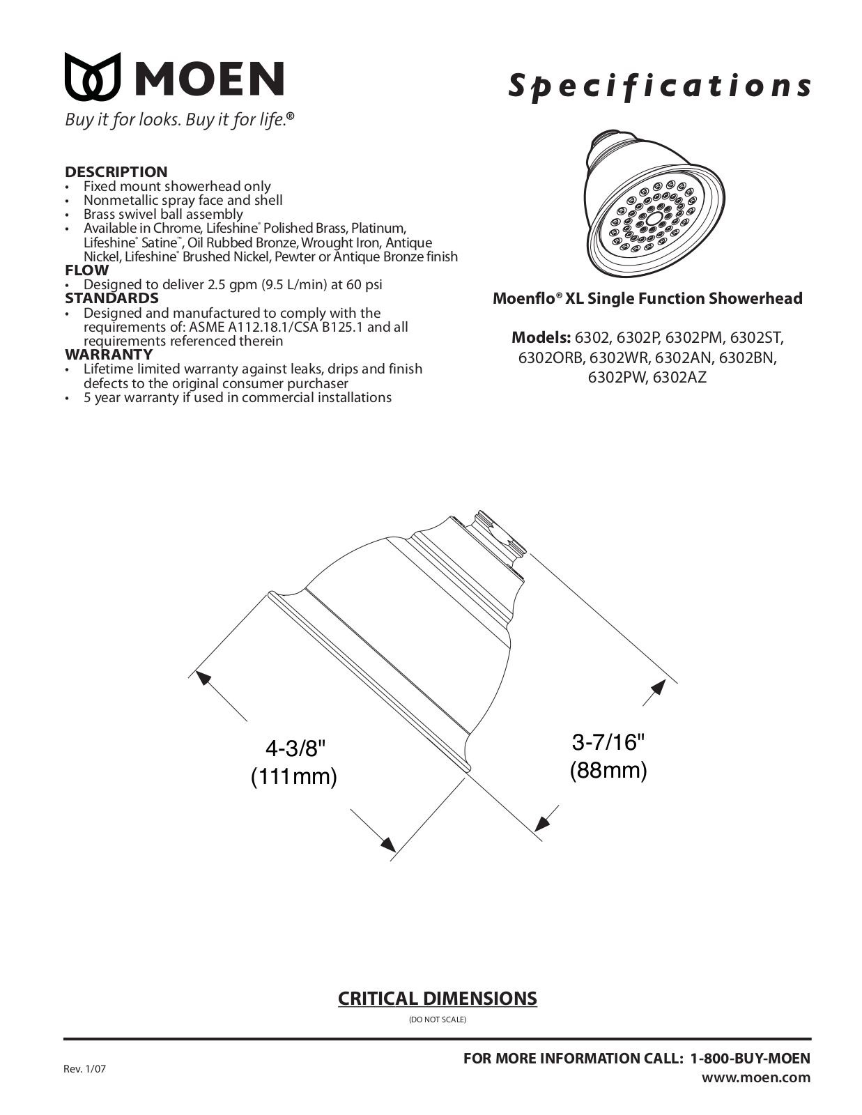 Moen 6302WR, 6302ST, 6302PW, 6302AN, 6302ORB User Manual - ManualMachine.com
