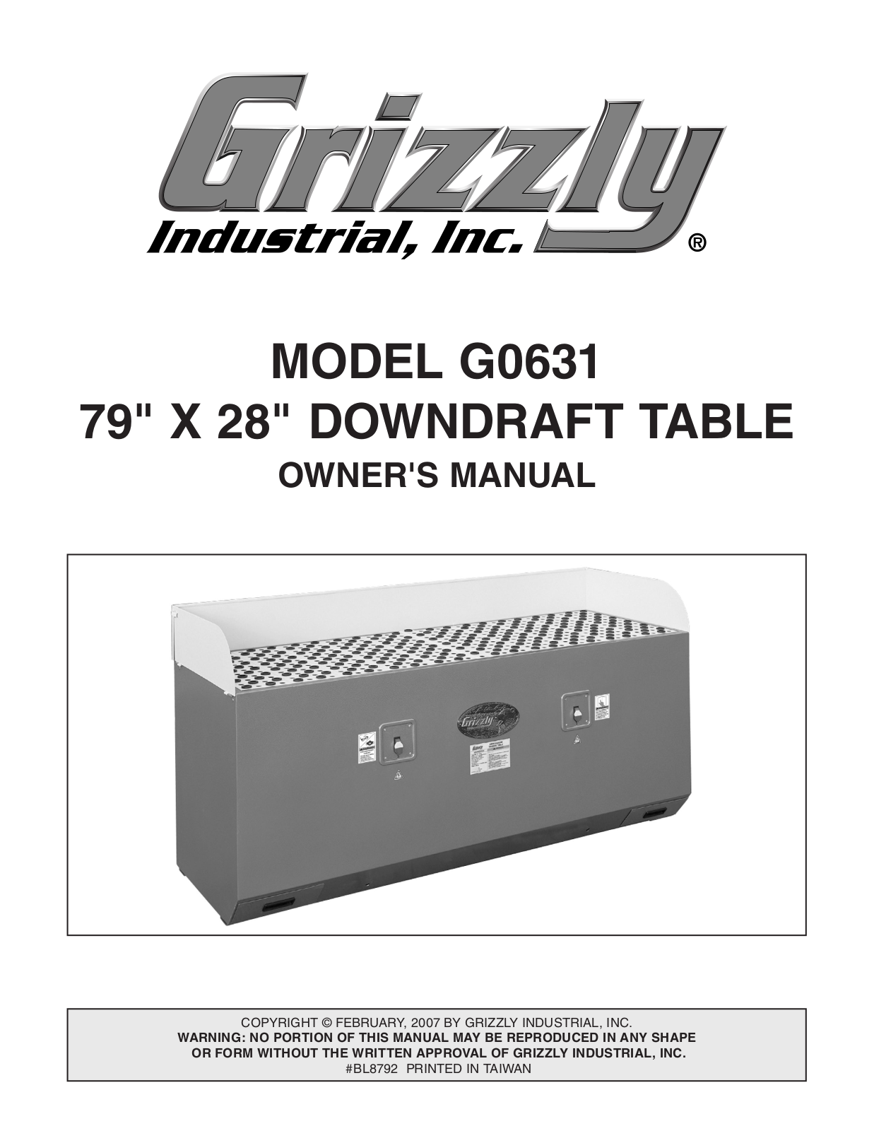 Grizzly G0631 User Manual