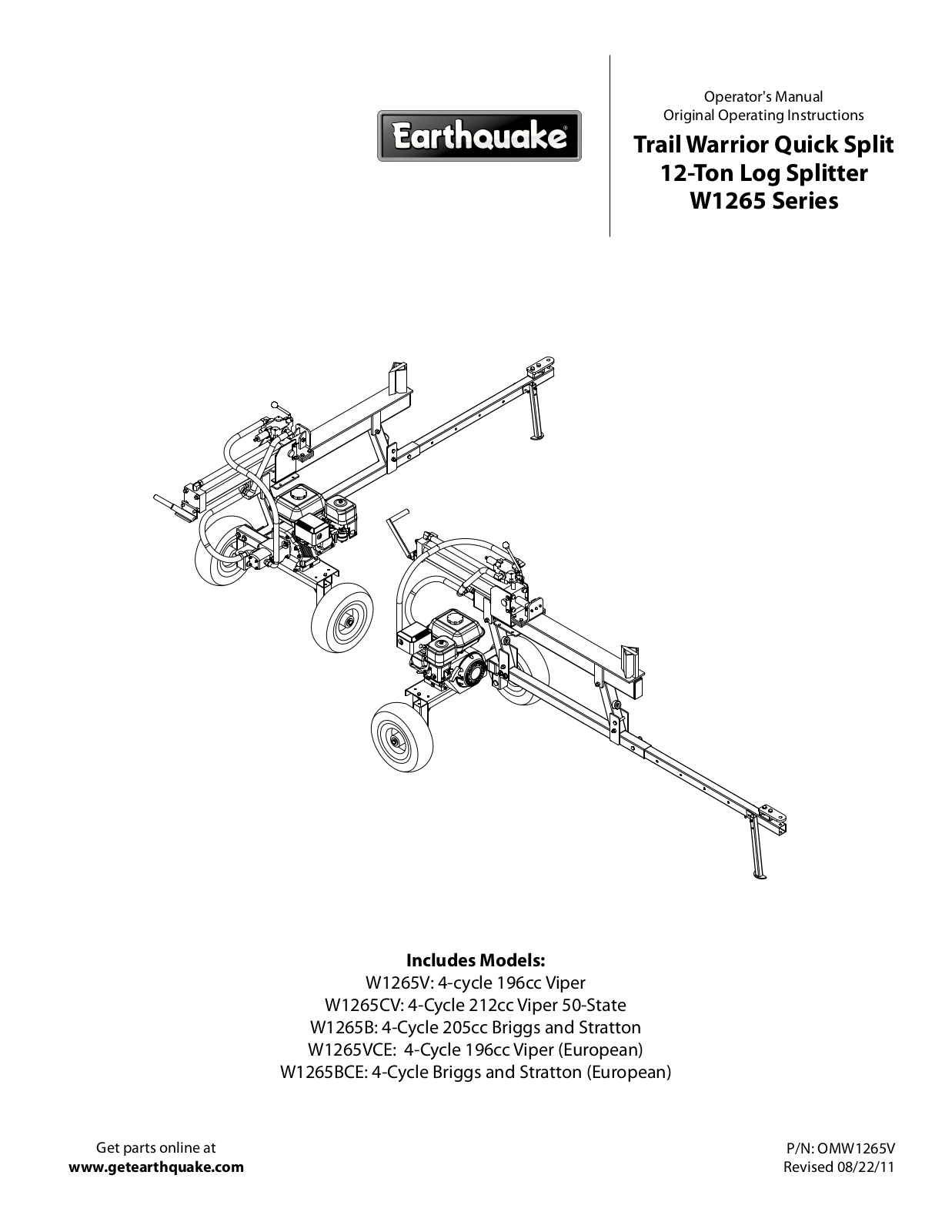 EarthQuake W1265B User Manual