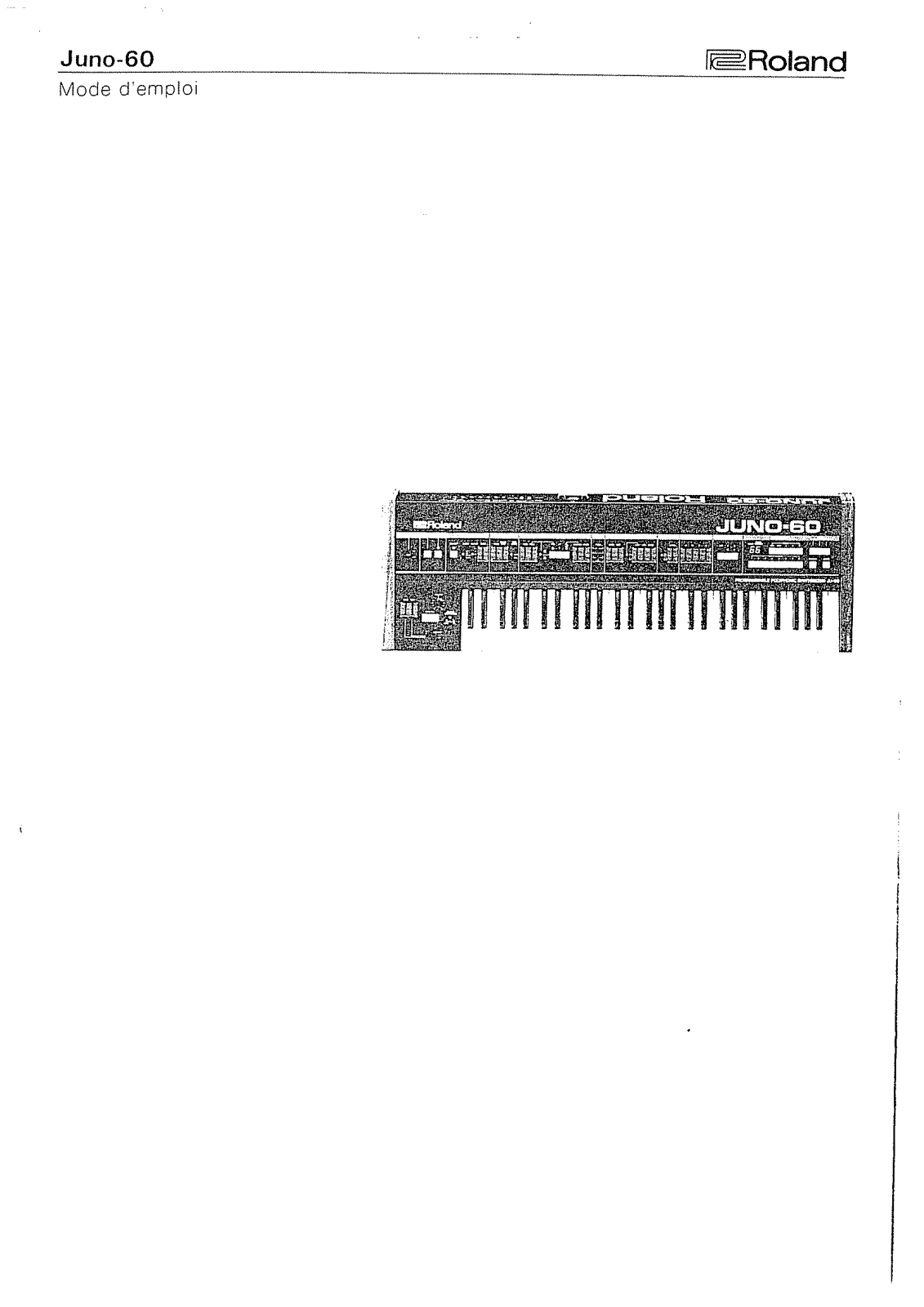 ROLAND JUNO 60 User Manual