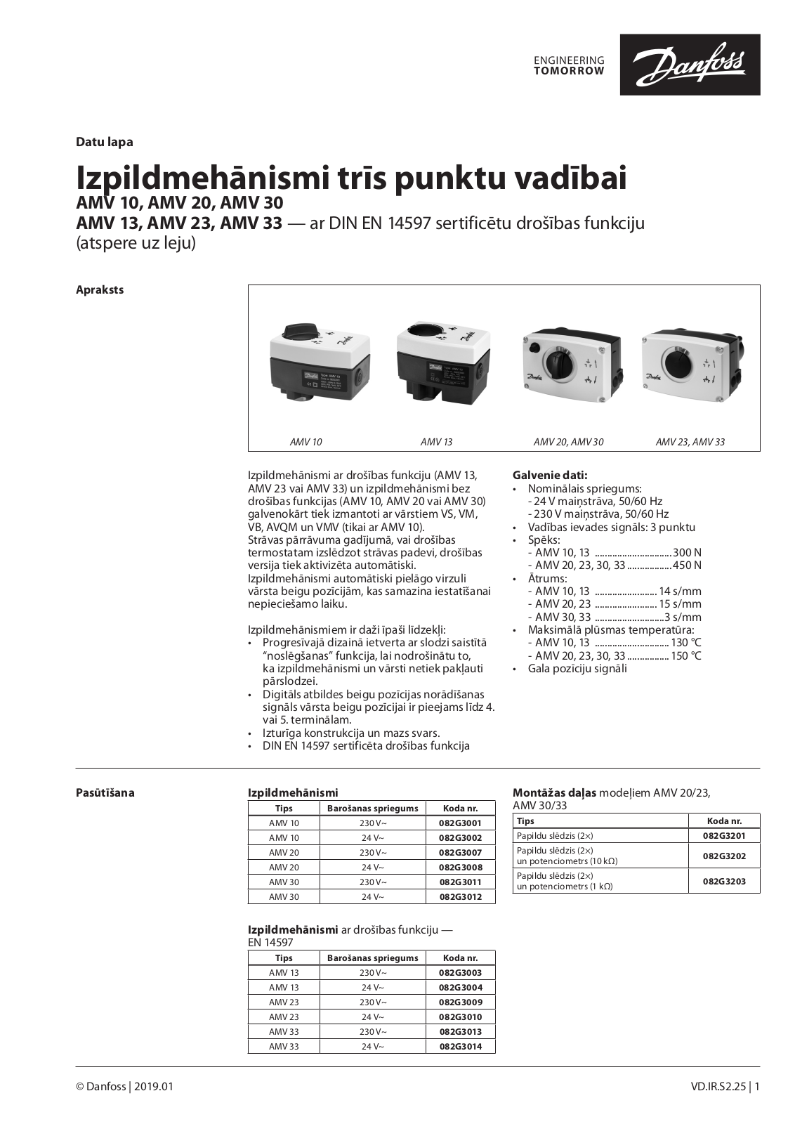 Danfoss AMV 10, AMV 20, AMV 30, AMV 13, AMV 23 Data sheet