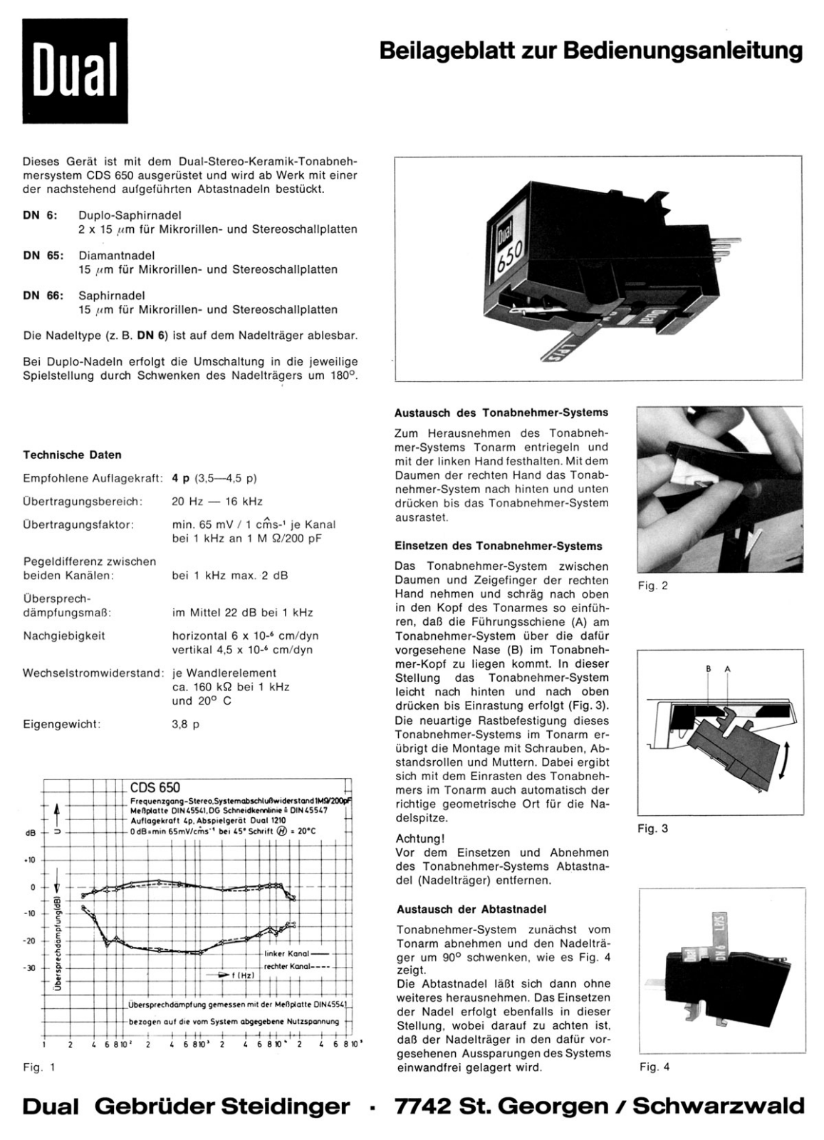 Dual CDS-650 Owners manual