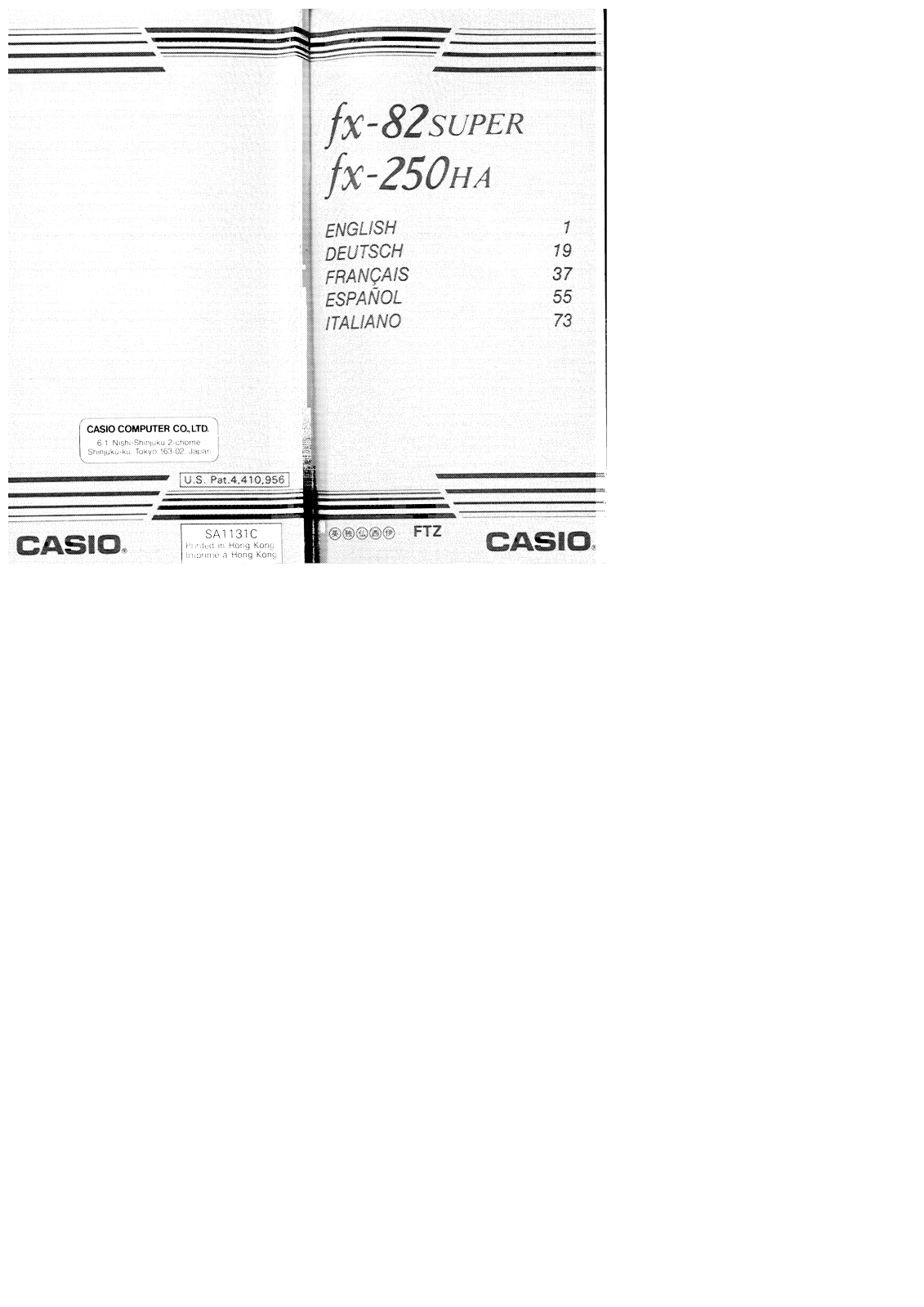 CASIO fx-82SUPER, fx-250HA User Manual