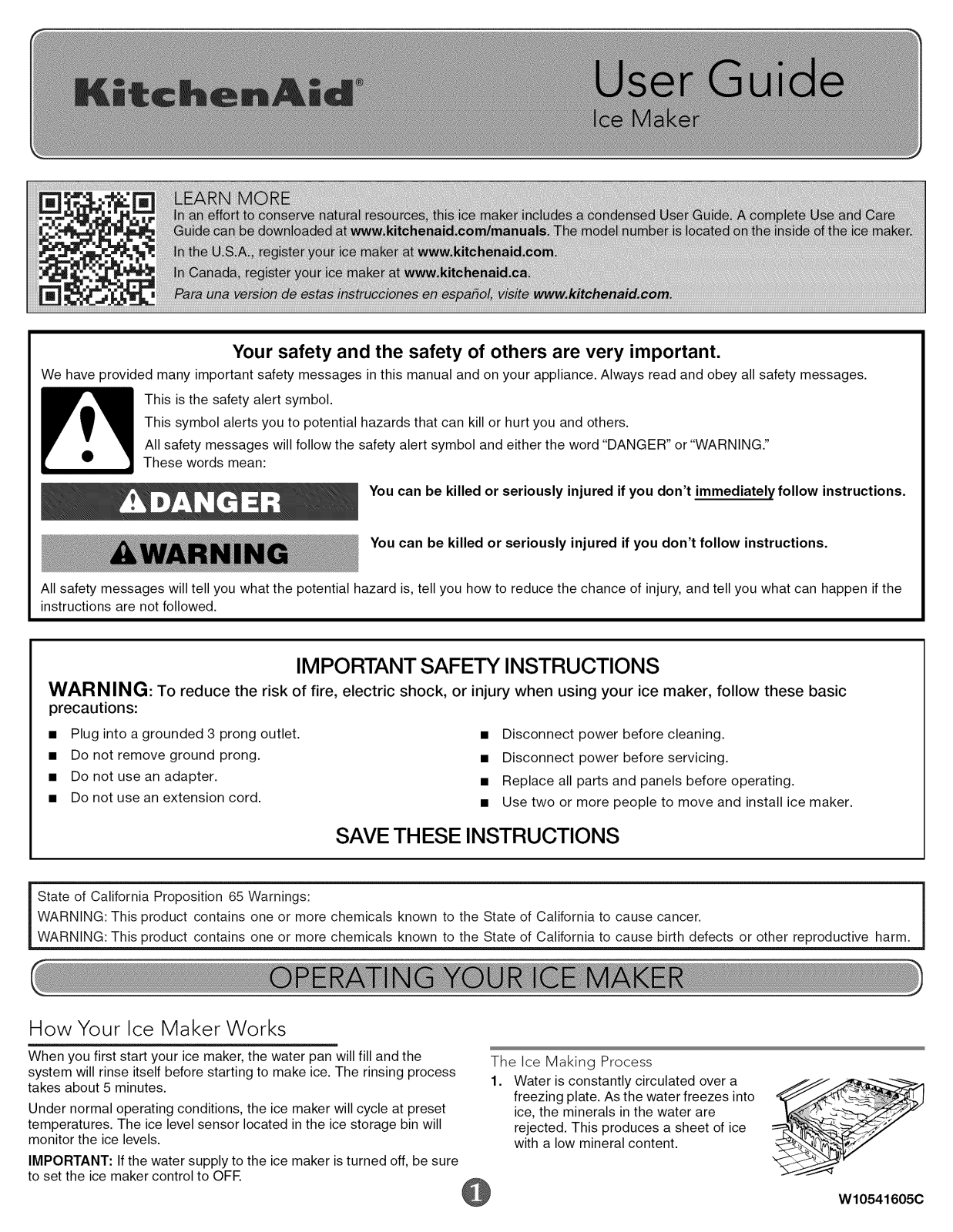 KitchenAid KUIX305ESS1, KUIX505ESS2, KUIX505ESS1, KUIO18NNZS2, KUID508ESS2 Owner’s Manual