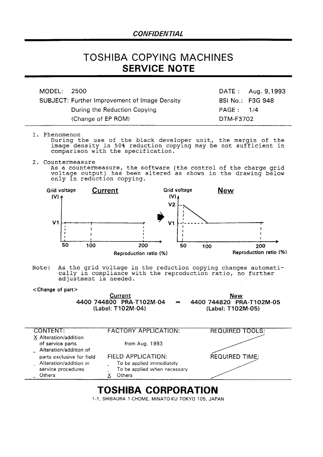 Toshiba f3g948 Service Note