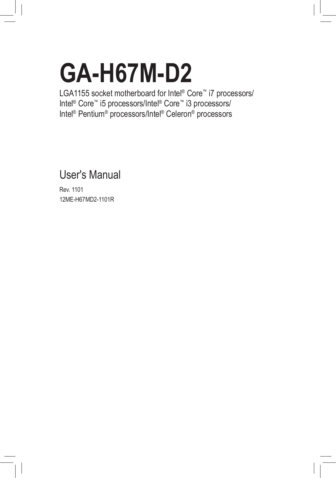 Gigabyte GA-H67M-D2 (rev. 1.1) User Manual