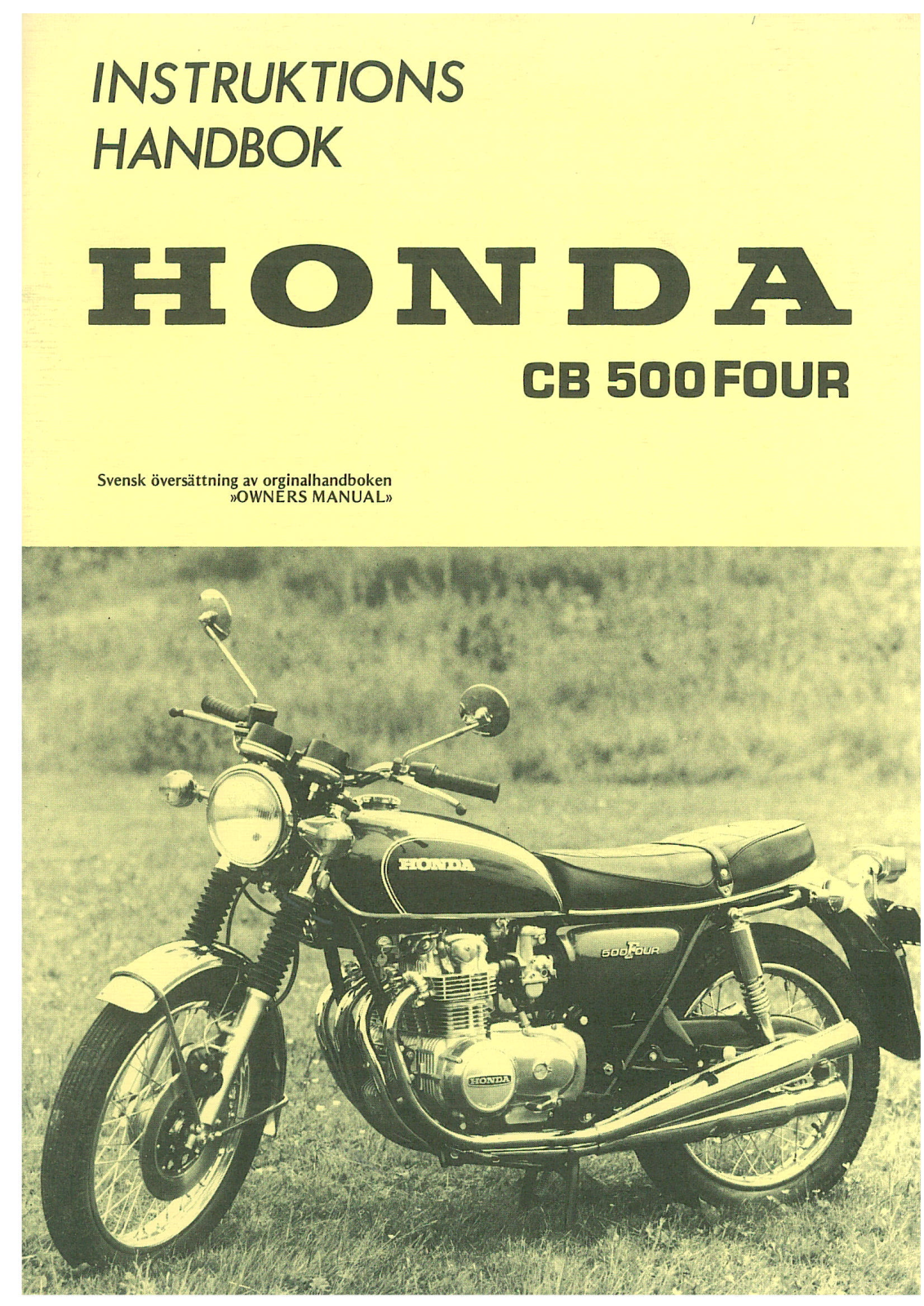 Honda CB 500 Four User Manual