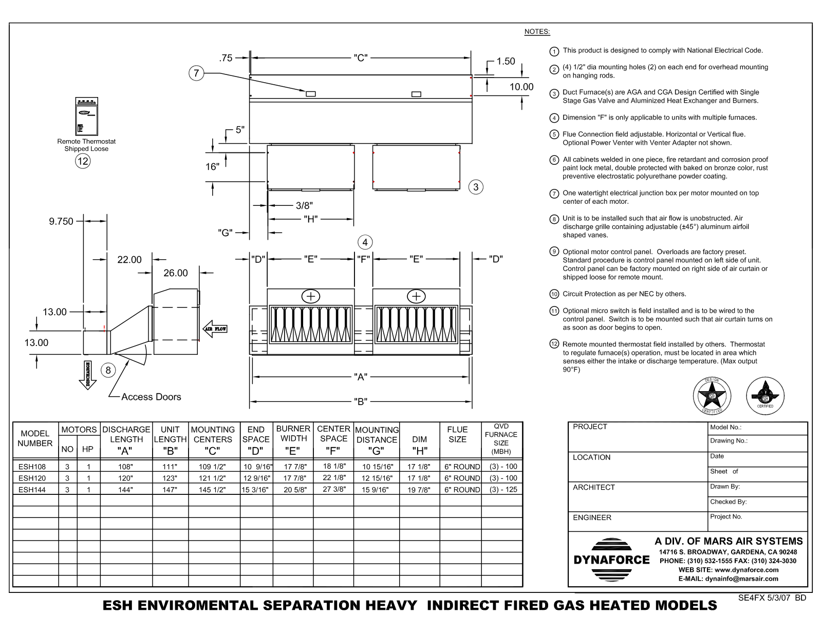 Mars Air ESH120 User Manual