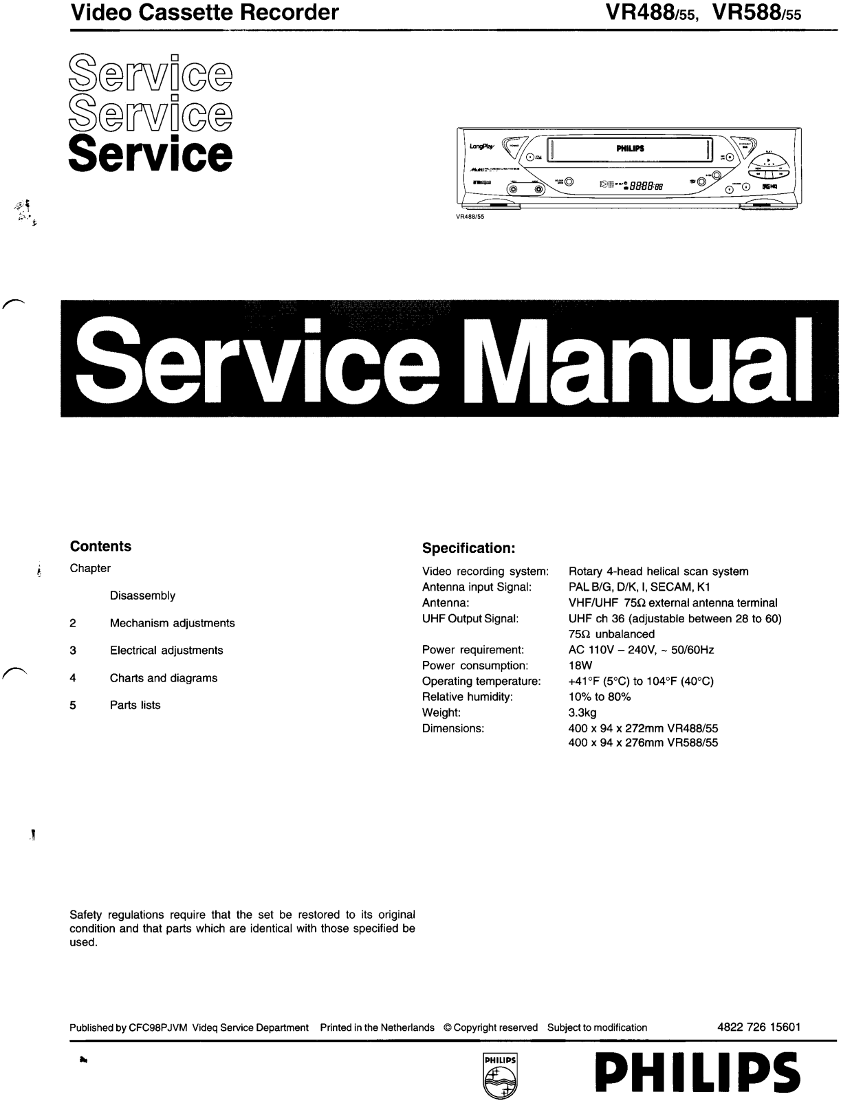 Philips vr488 Service Manual