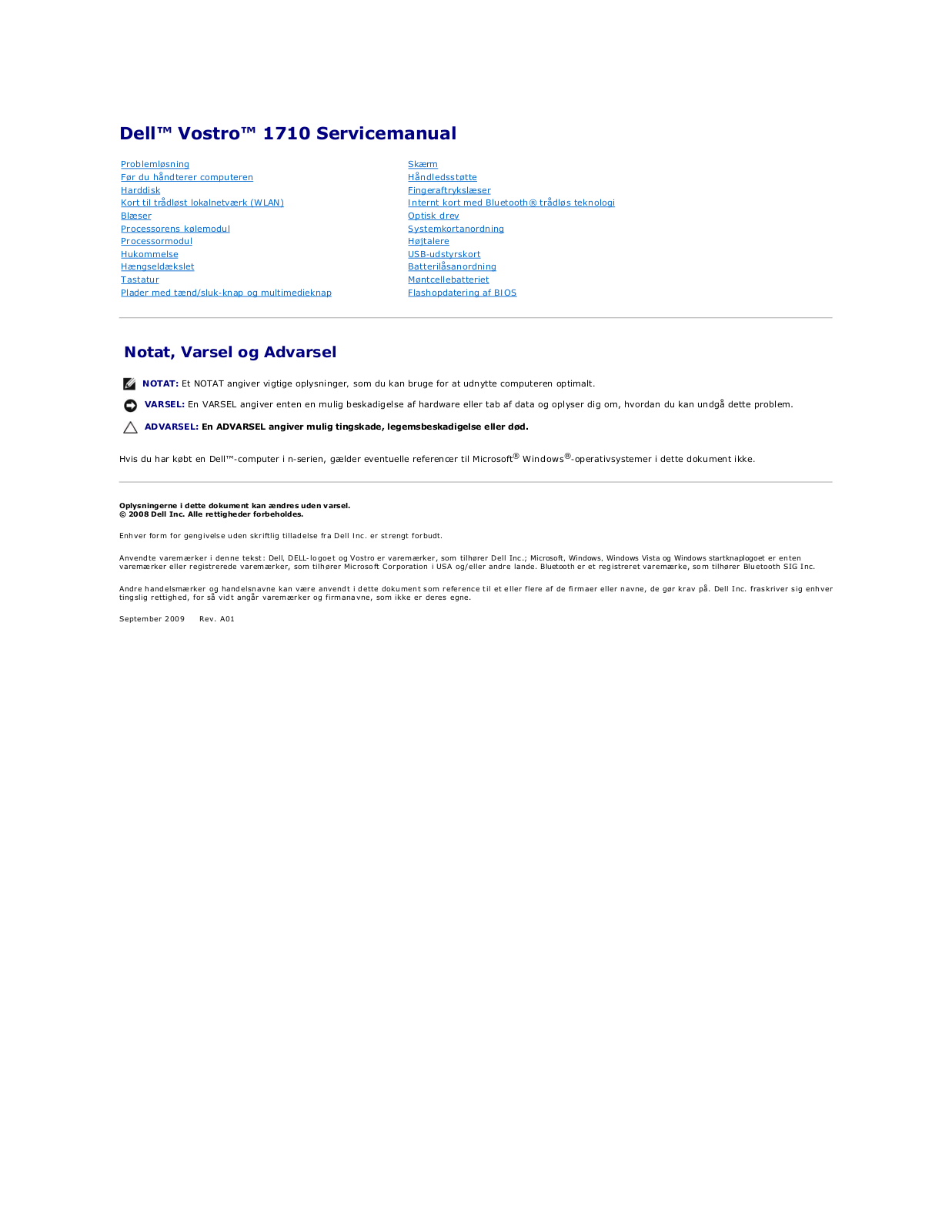 Dell Vostro 1710 Service Manual