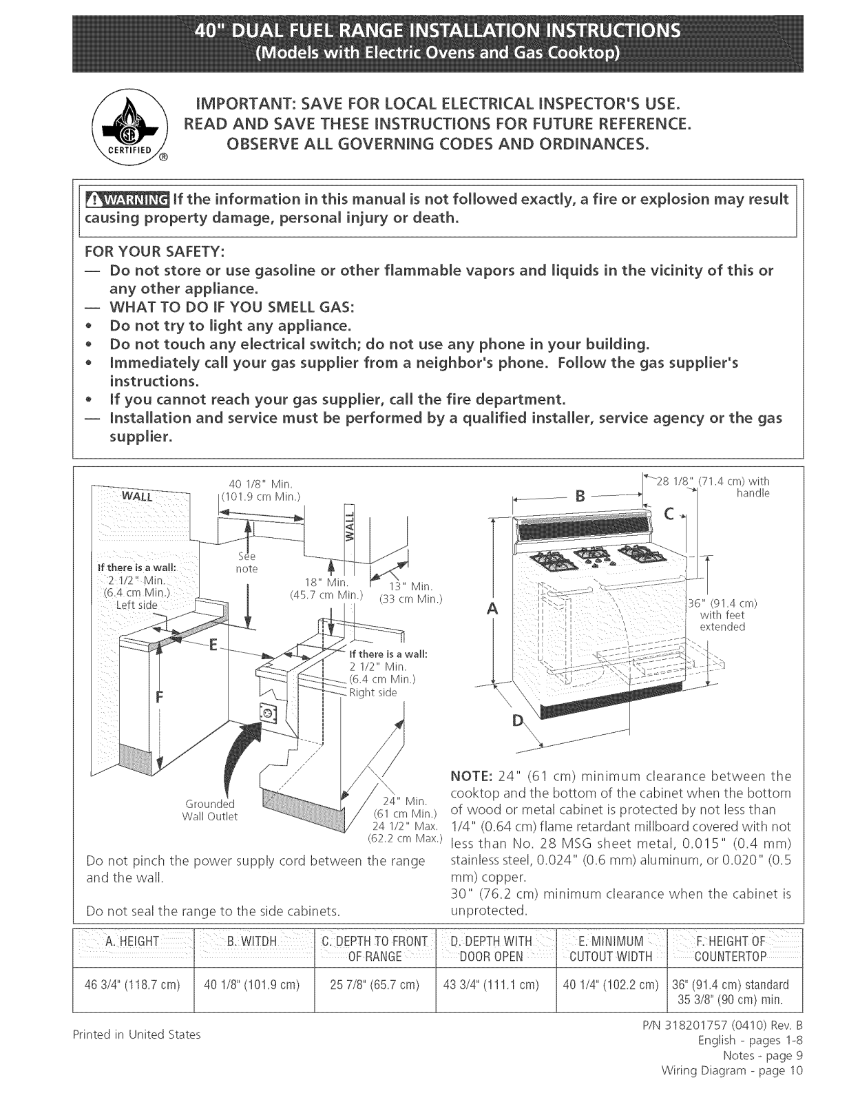 Frigidaire CPLCF489DC2, CPLCF489DC3, CPLCF489DC4 Installation Guide - ManualMachine.com