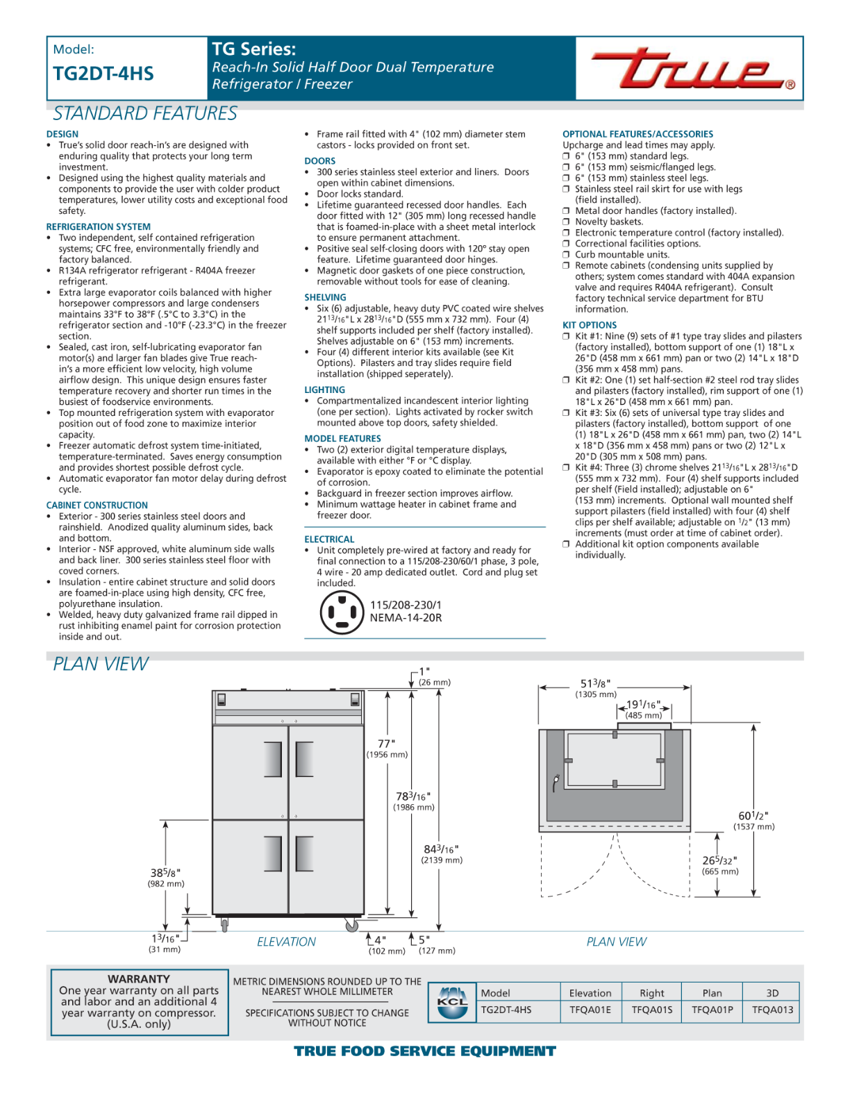 True TG2DT-4HS User Manual