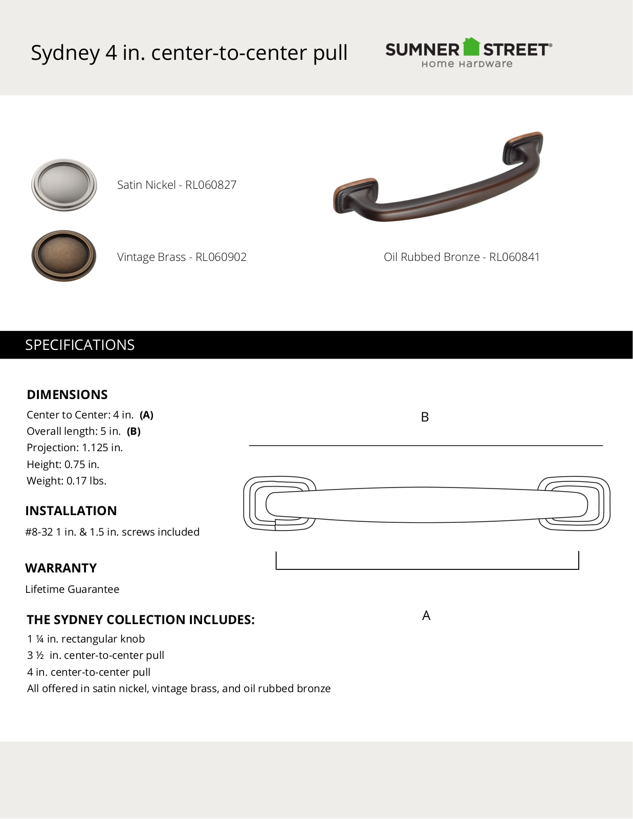 Sumner Street Home Hardware CTHD1093 Specifications - ManualMachine.com