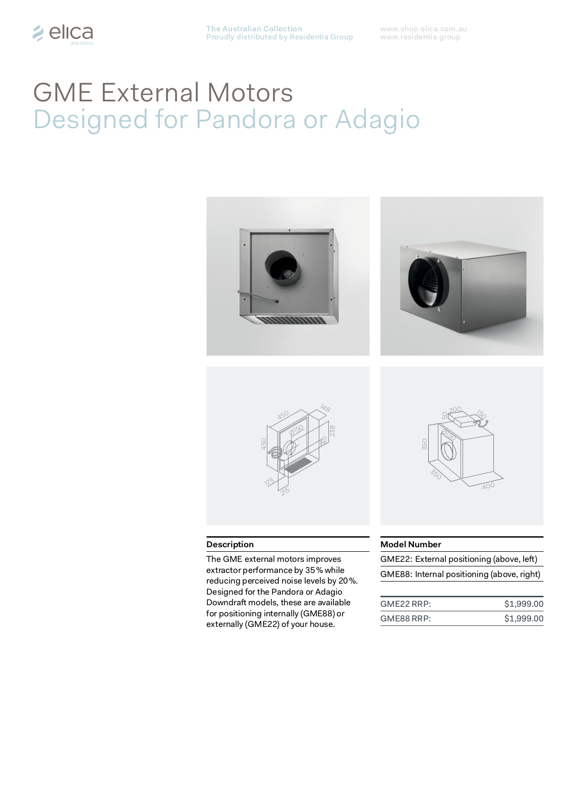 Elica ADAGIOGMEBLA90-GME2, ADAGIOGMEBLA90-GME8, ADAGIOGMEIXA90-GME2, ADAGIOGMEIXA90-GME8 Specifications Sheet