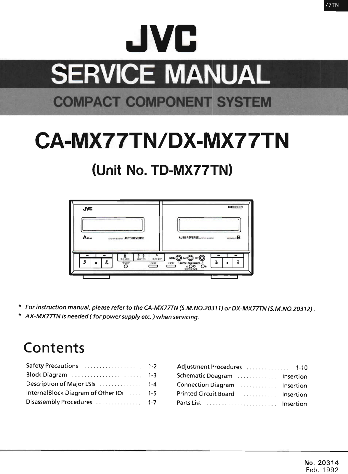 Jvc TD-MX77-TN Service Manual