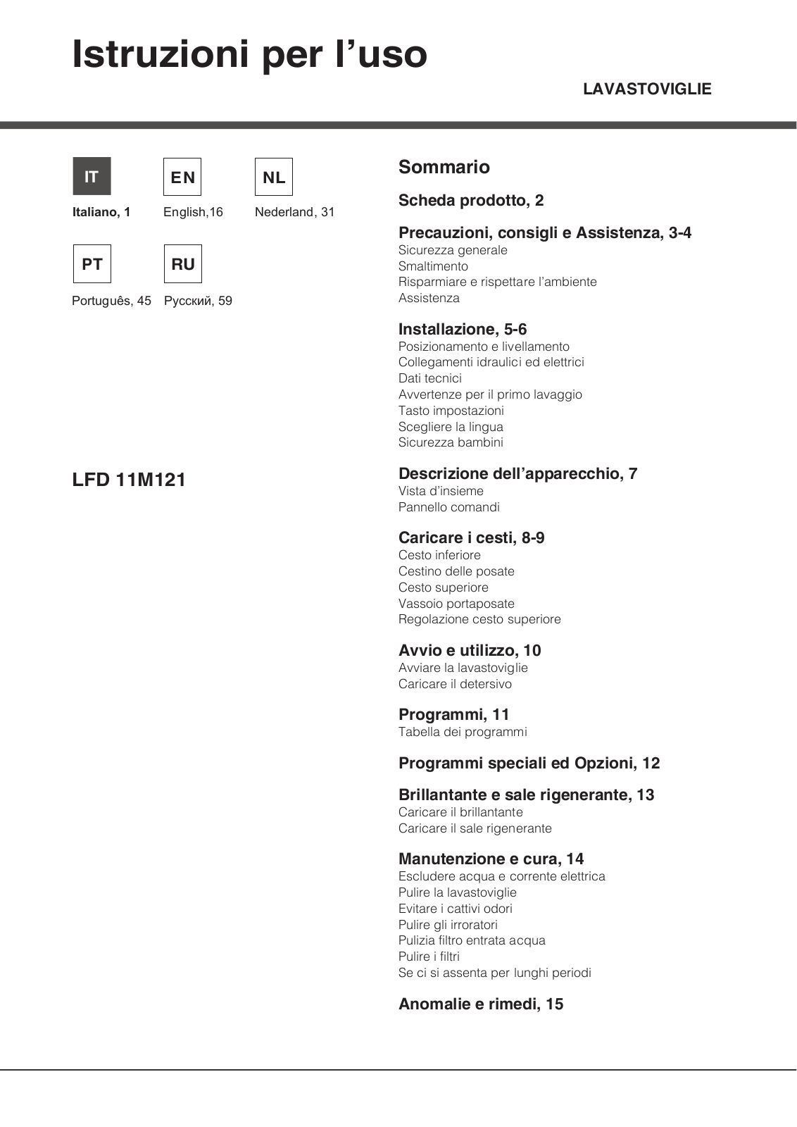 Hotpoint-ariston LFD 11M121 OCX EU User Manual